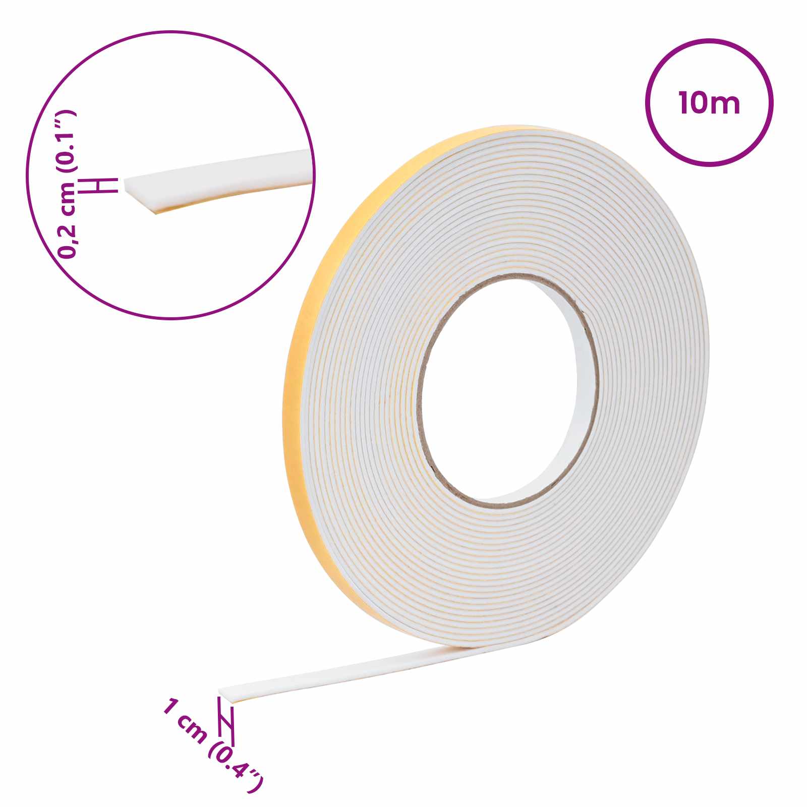 Samoljepljiva pjenasta traka Bijela 10mm x 10m CR pjena