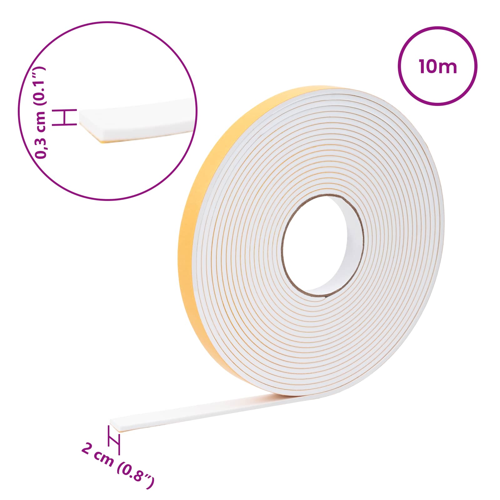 Samoljepljiva pjenasta traka Bijela 20mm x 10m CR pjena