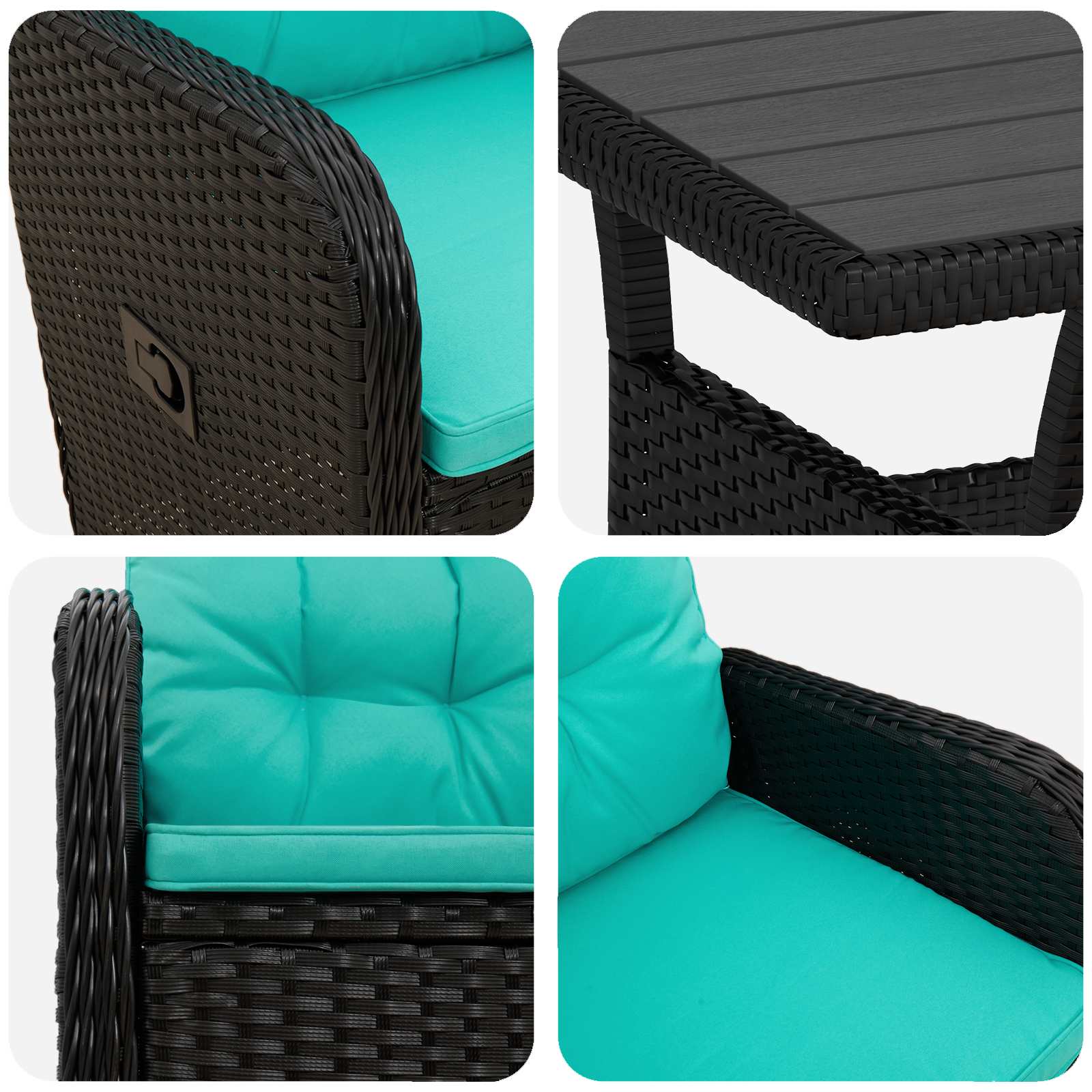 Vanjski set za objedovanje 5 pcs Crna i Tirkizna poliratan