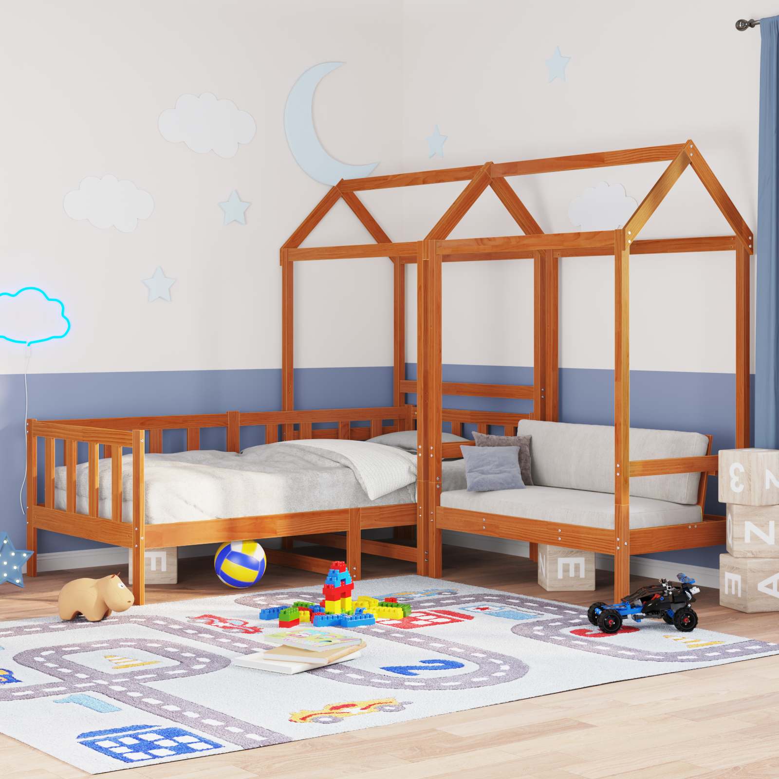 Set Dnevnog Kreveta 3 pcs Vosak Smeđa Masivna borovina