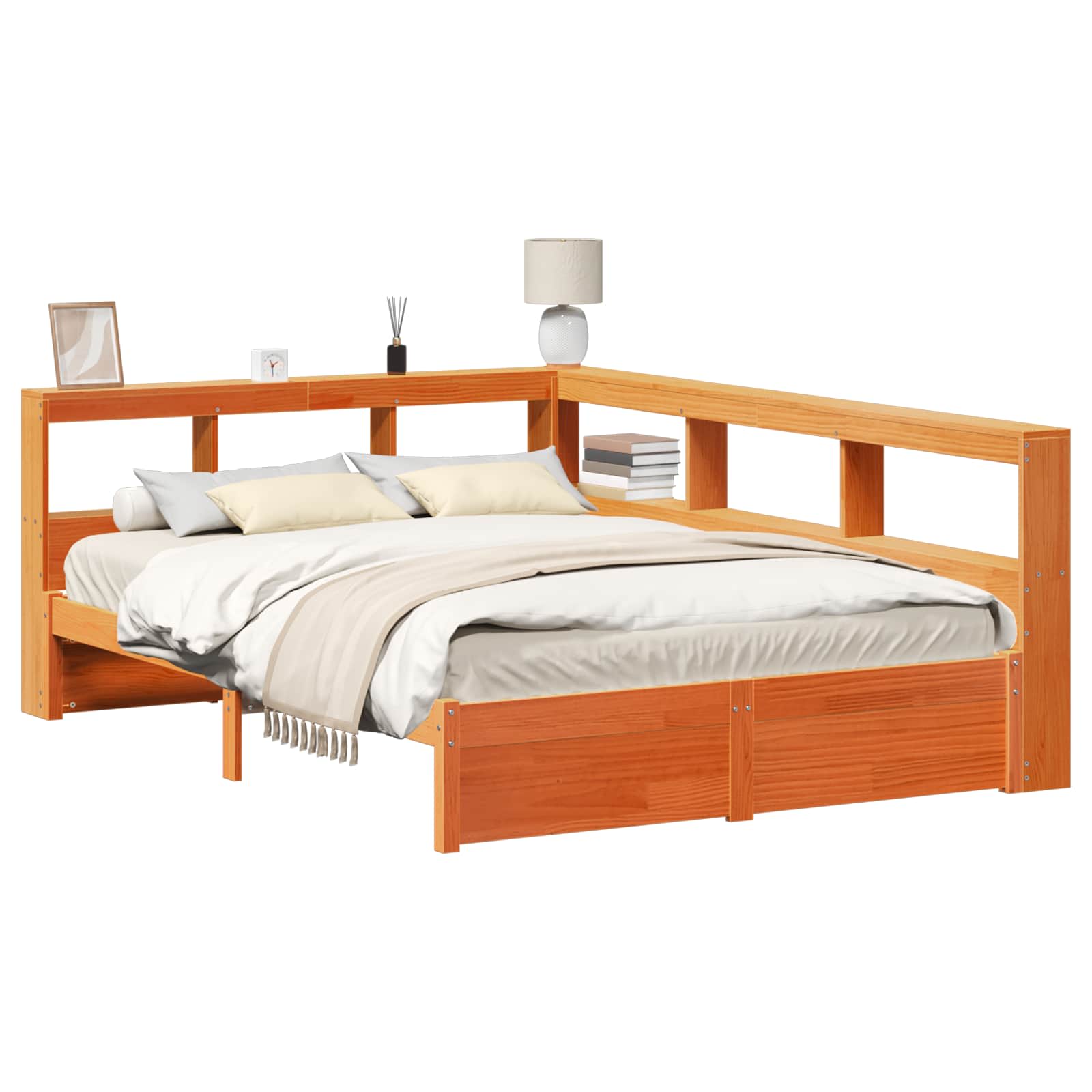 Krevet s policama s uzglavljem 2 pcs Vosak smeđa 200 x 150 cm