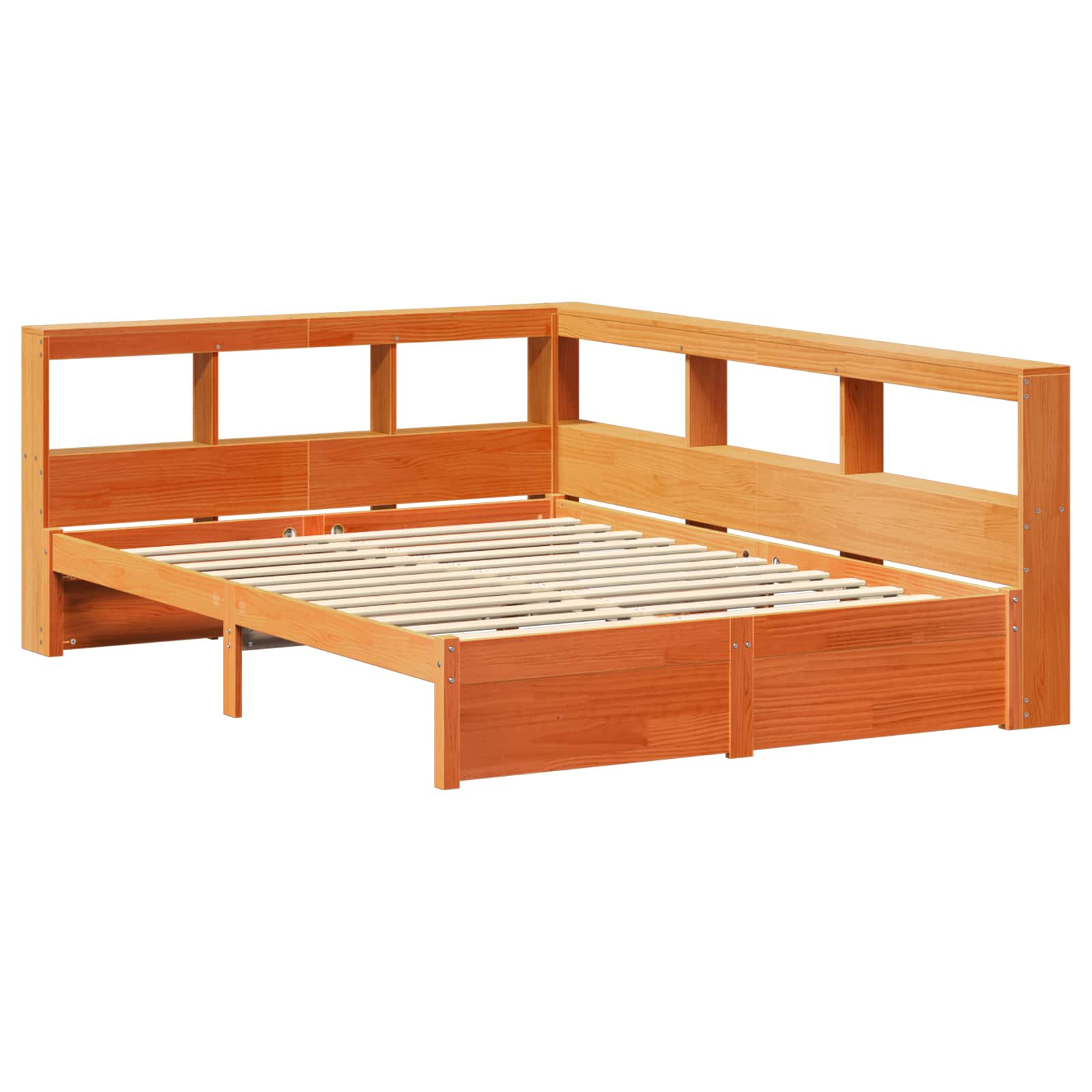 Krevet s policama s uzglavljem 2 pcs Vosak smeđa 200 x 150 cm