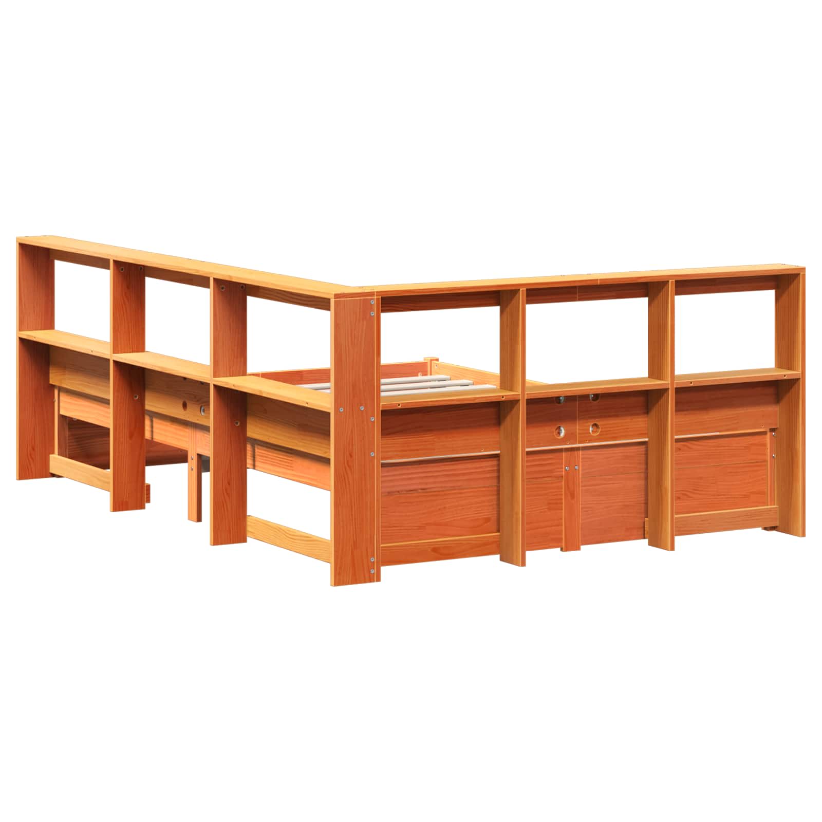 Krevet s policama s uzglavljem 2 pcs Vosak smeđa 200 x 150 cm