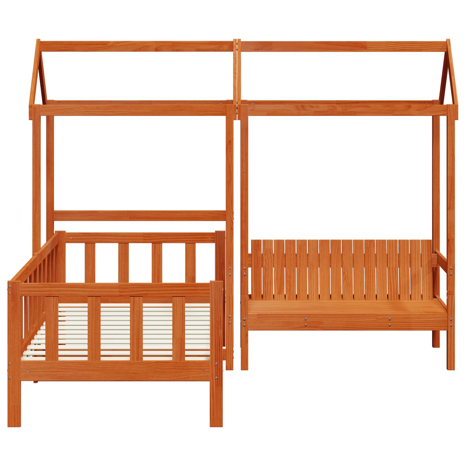 Set Dnevnog Kreveta 3 pcs Vosak Smeđa Masivna borovina
