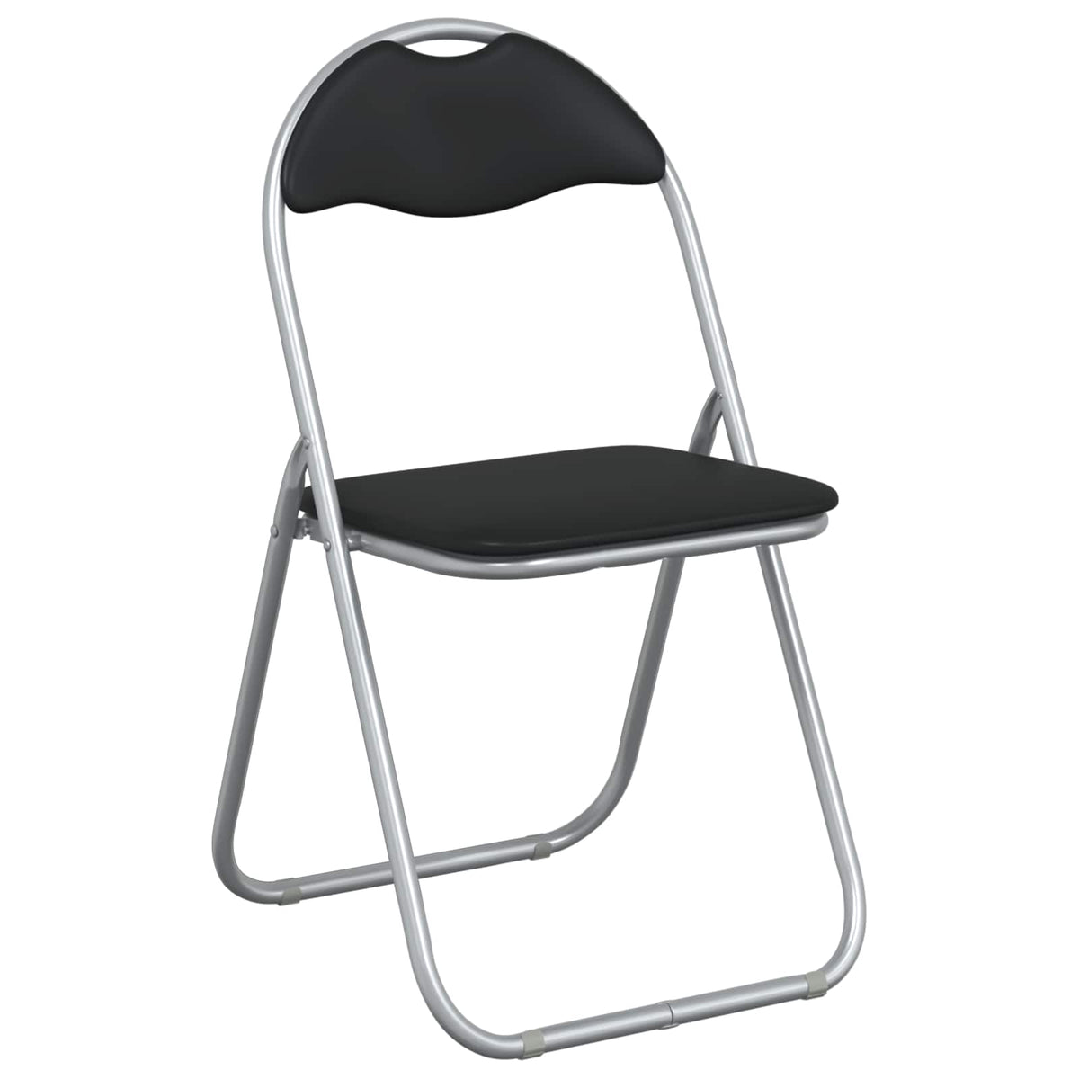 Sklopiva stolica 8 pcs Crna i Siva 48 x 43,5 x 81 cm Lažna koža