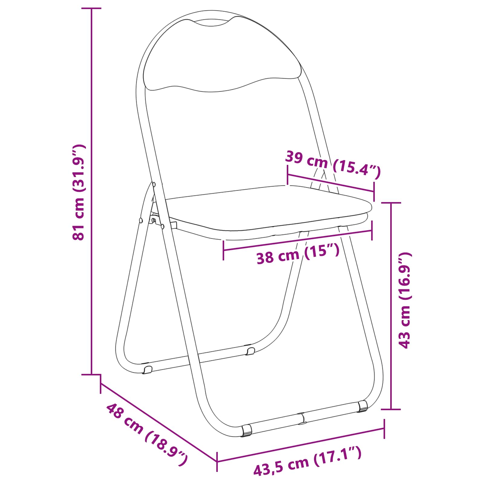 Sklopiva stolica 8 pcs Bijela i siva 48 x 43,5 x 81 cm
