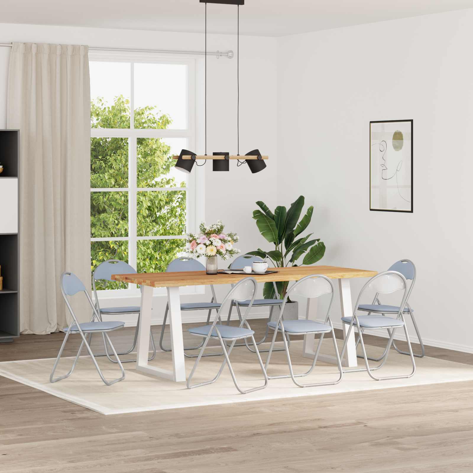 Sklopiva stolica 8 pcs Sivi 48 x 43,5 x 81 cm Lažna koža