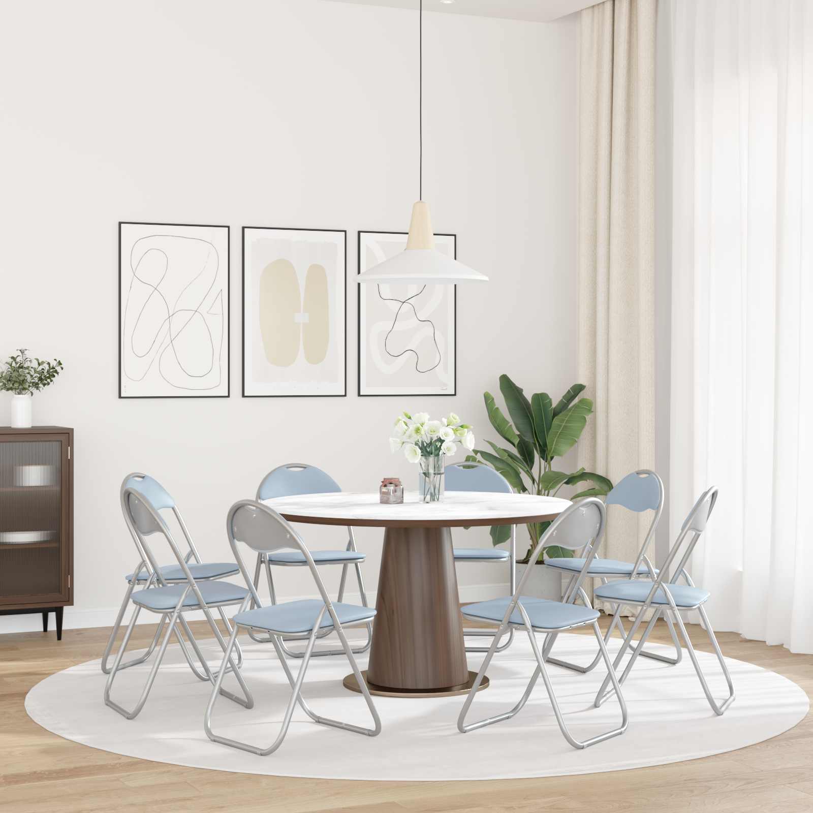 Sklopiva stolica 8 pcs Sivi 48 x 43,5 x 81 cm Lažna koža