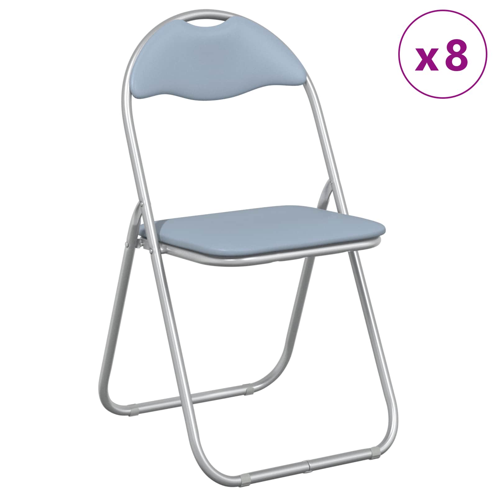 Sklopiva stolica 8 pcs Sivi 48 x 43,5 x 81 cm Lažna koža