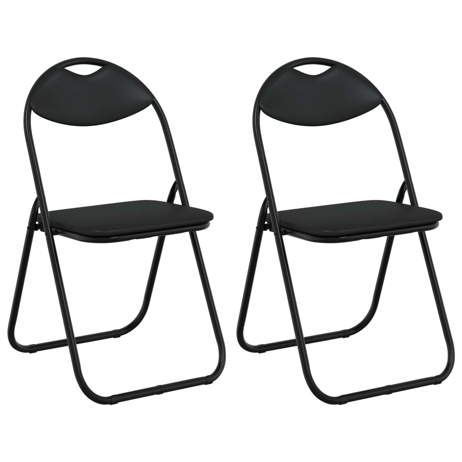 Sklopiva stolica 2 pcs Crna 48 x 43,5 x 81 cm Lažna koža
