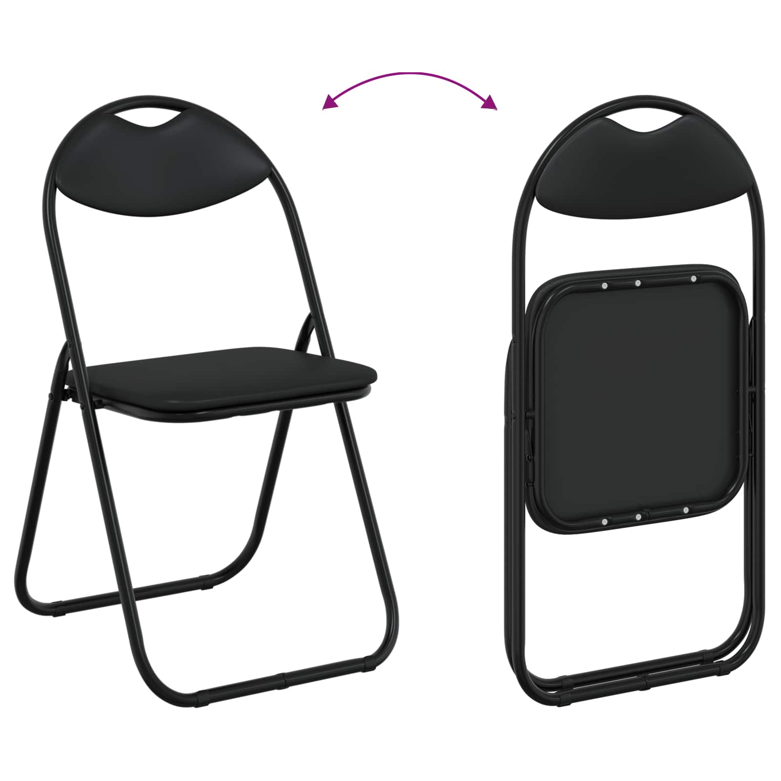 Sklopiva stolica 2 pcs Crna 48 x 43,5 x 81 cm Lažna koža