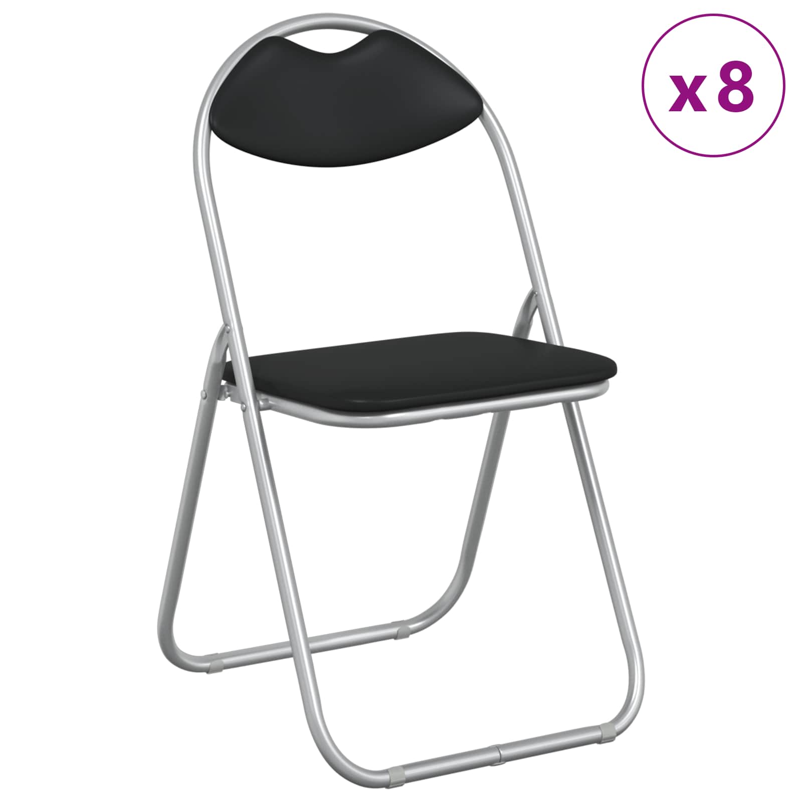 Sklopiva stolica 8 pcs Crna i Siva 48 x 43,5 x 81 cm Lažna koža