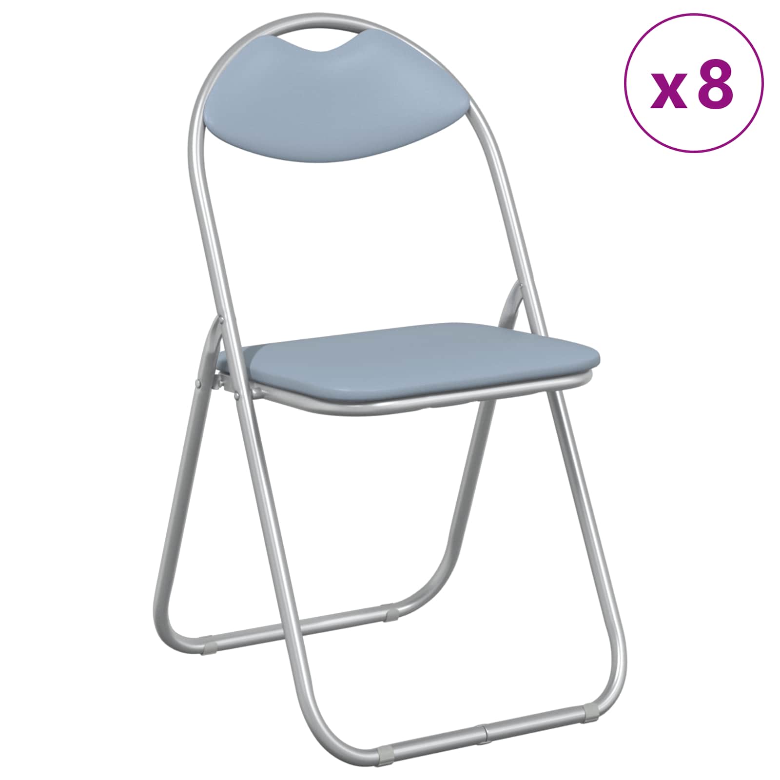 Sklopiva stolica 8 pcs Sivi 48 x 43,5 x 81 cm Lažna koža