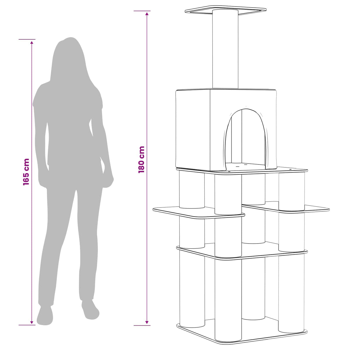 Mačje drvo s sisalnim postoljima za grebanje Svjetlosiva 180 cm