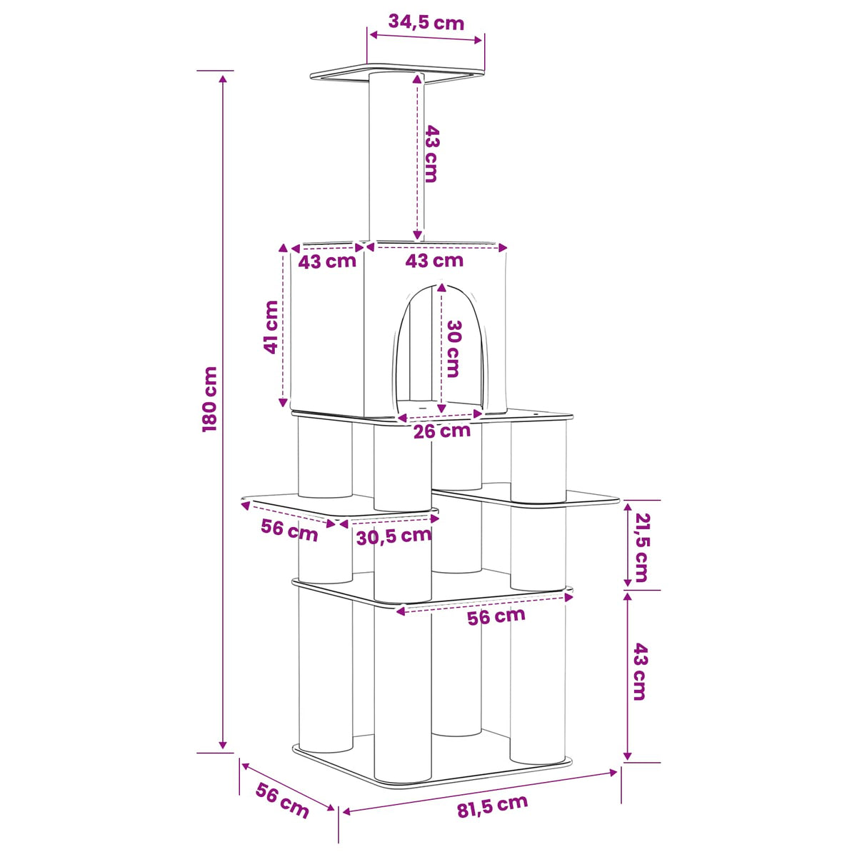 Mačje drvo s sisalnim postoljima za grebanje Svjetlosiva 180 cm