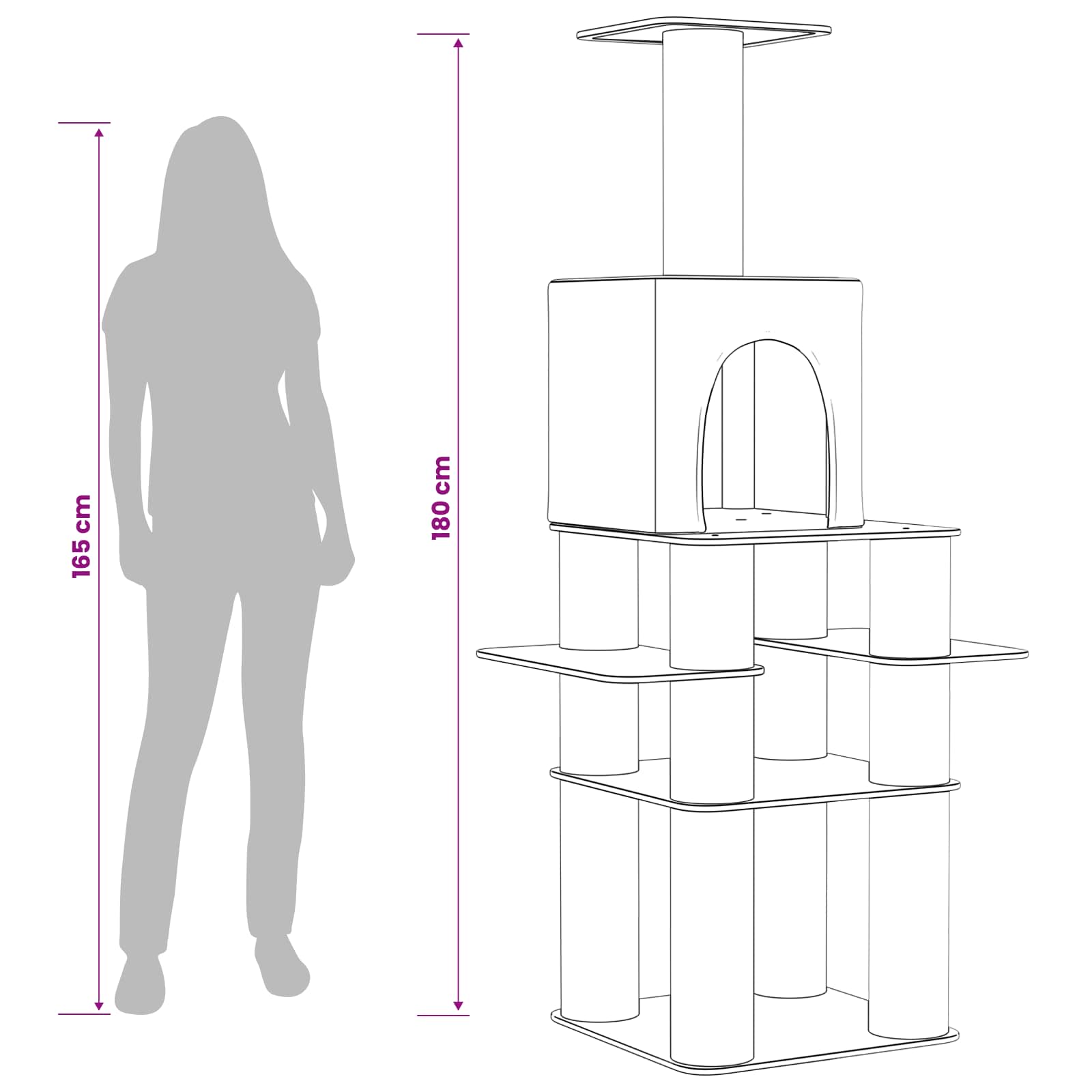 Mačje drvo s sisalnim postoljima za grebanje Krem 180 cm