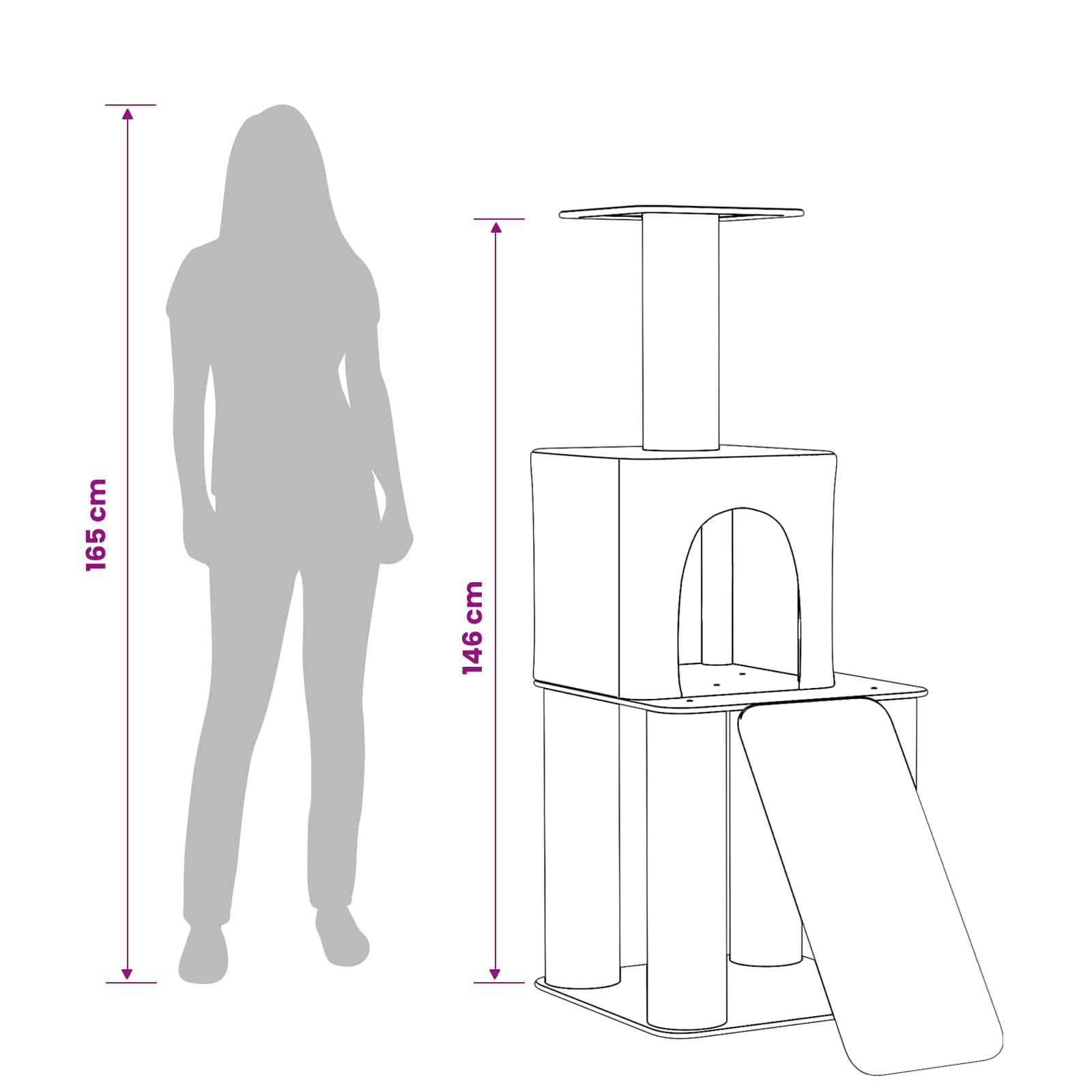 Mačje drvo s sisalnim postoljima za grebanje Svjetlosiva 146 cm