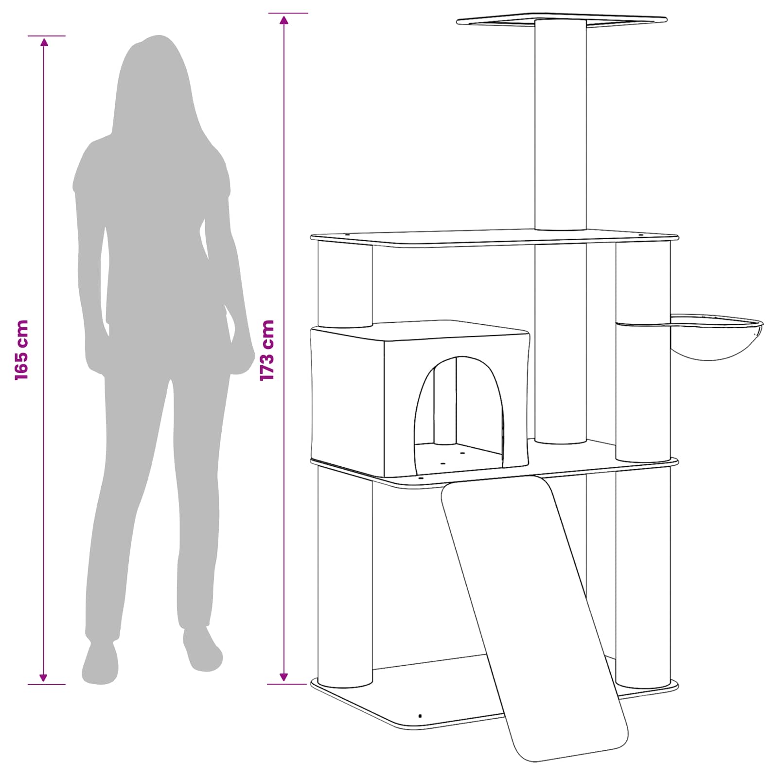 Mačje drvo s sisalnim postoljima za grebanje Svjetlosiva 173 cm
