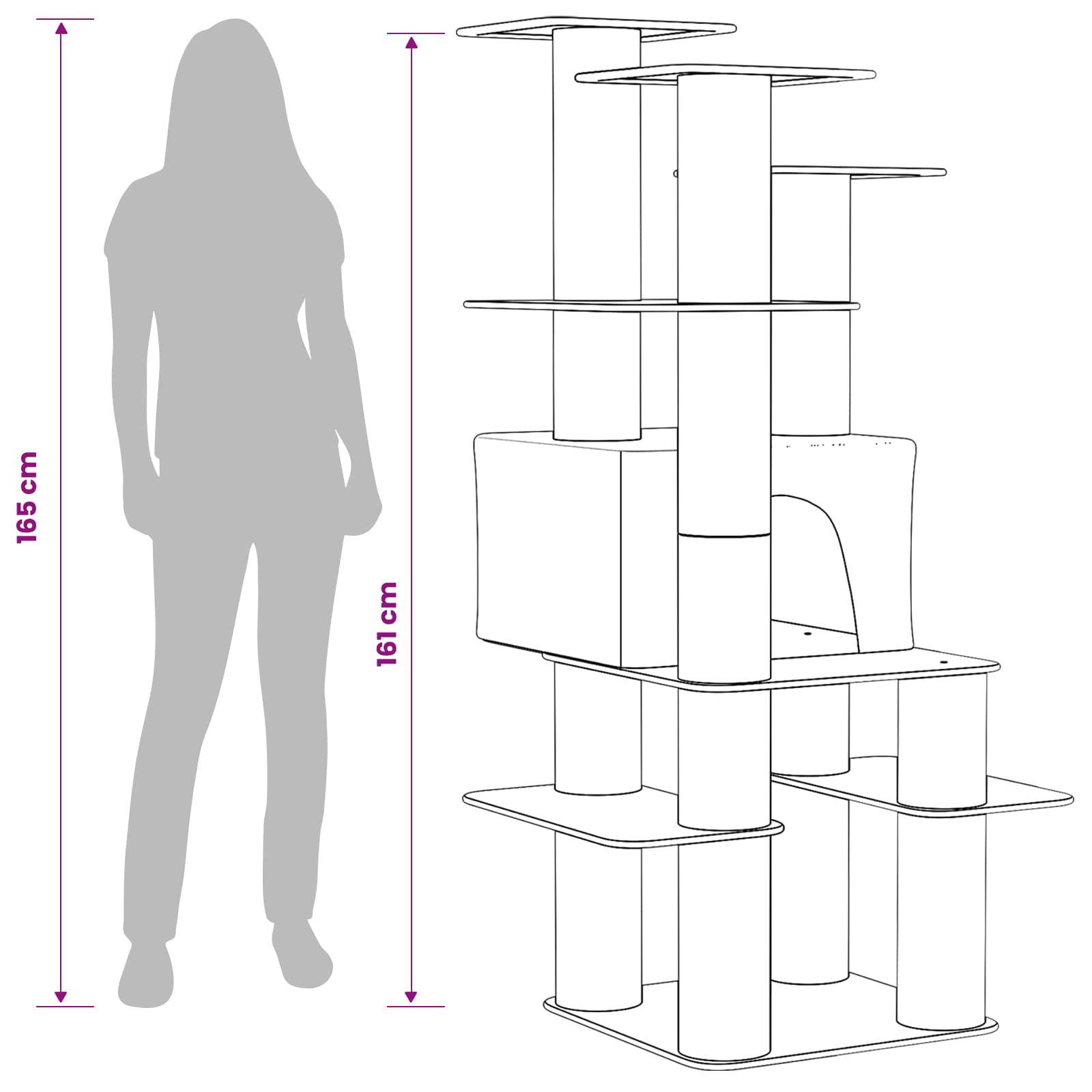Mačje drvo s sisalnim postoljima za grebanje Krem 161 cm