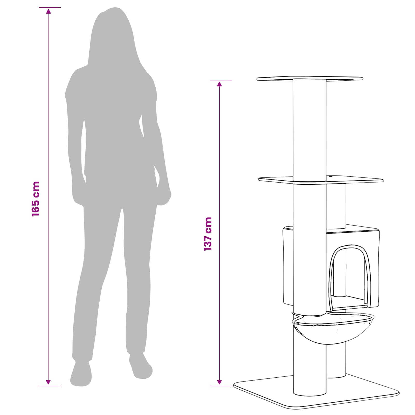 Mačje drvo s sisalnim postoljima za grebanje Krem 137 cm
