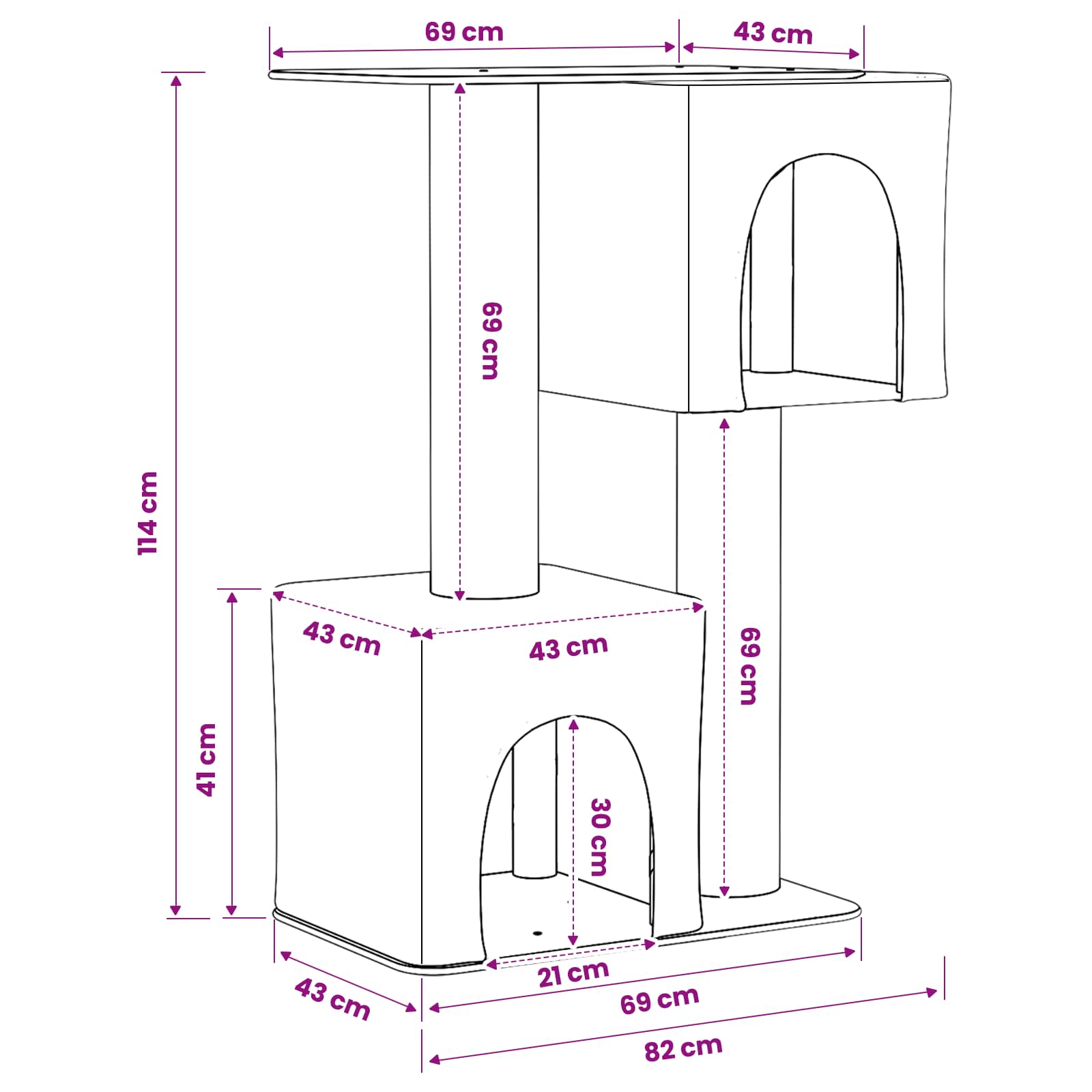 Mačje drvo s sisalnim postoljima za grebanje Svjetlosiva 114 cm