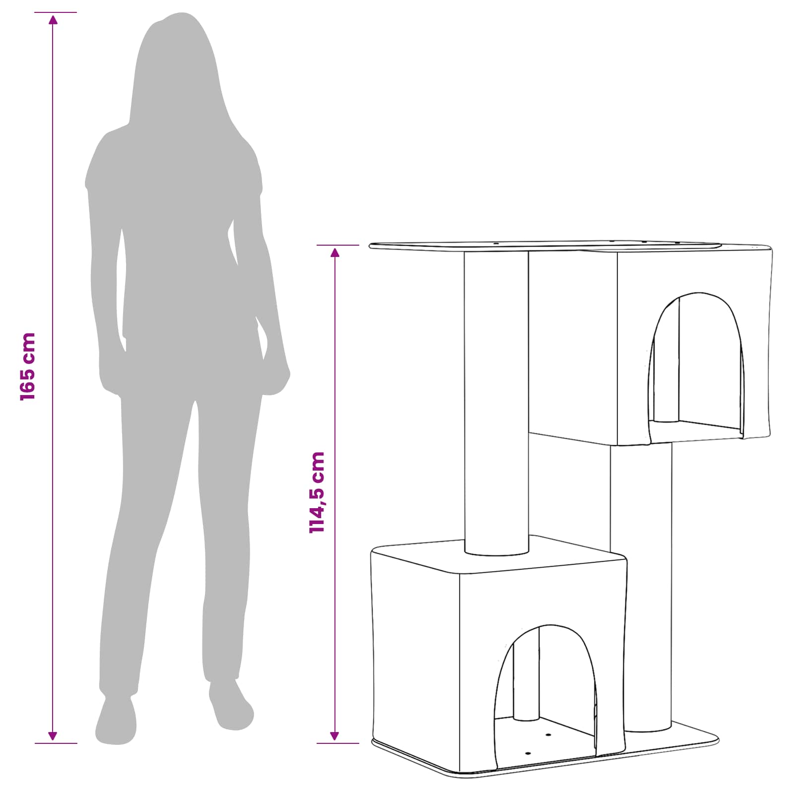 Mačje drvo s sisalnim postoljima za grebanje Tamnosiva 114 cm