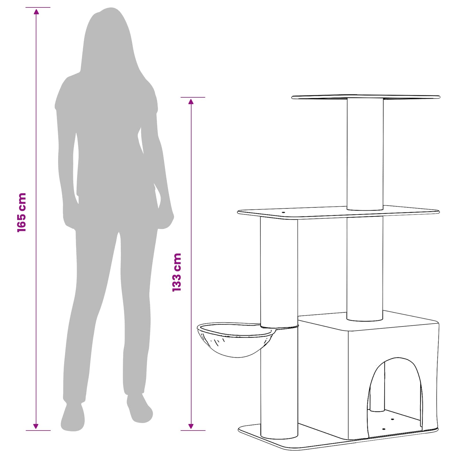 Mačje drvo s sisalnim postoljima za grebanje Tamnosiva 133 cm
