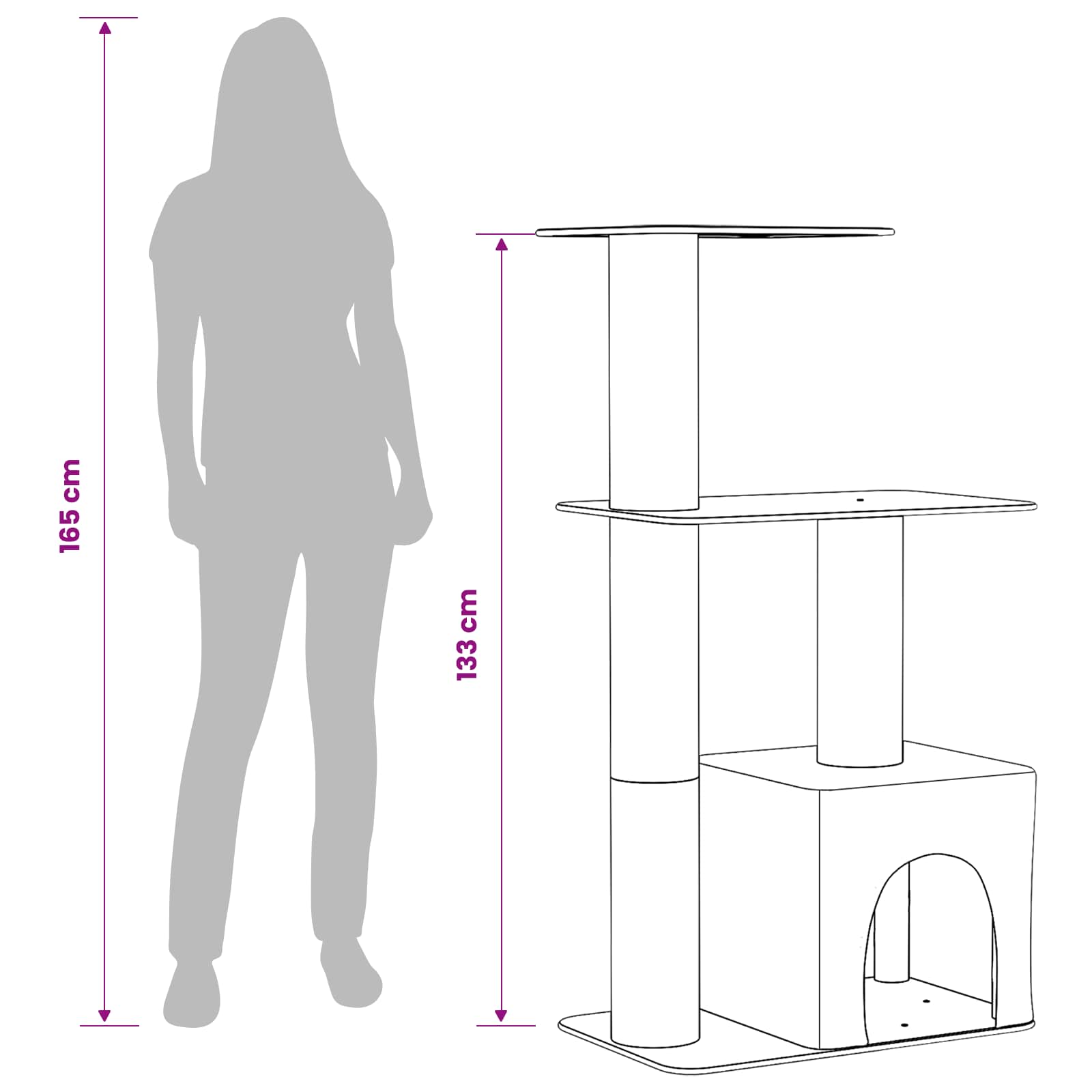 Mačje drvo s sisalnim postoljima za grebanje Svjetlosiva 133 cm
