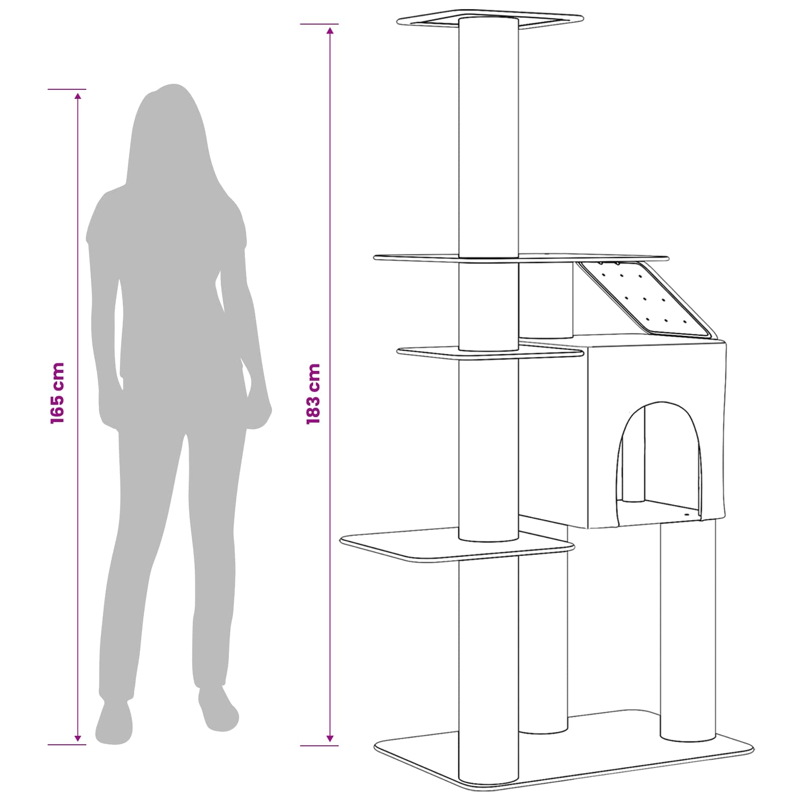 Mačje drvo s sisalnim postoljima za grebanje Svjetlosiva 183 cm