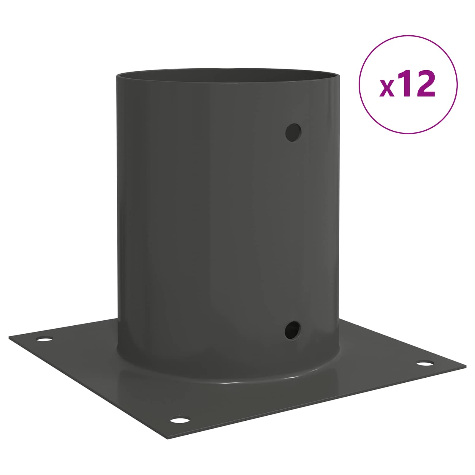 Okrugli sidrište u zemlji 12 pcs Antracit 18 x 18 x 15 cm Metal