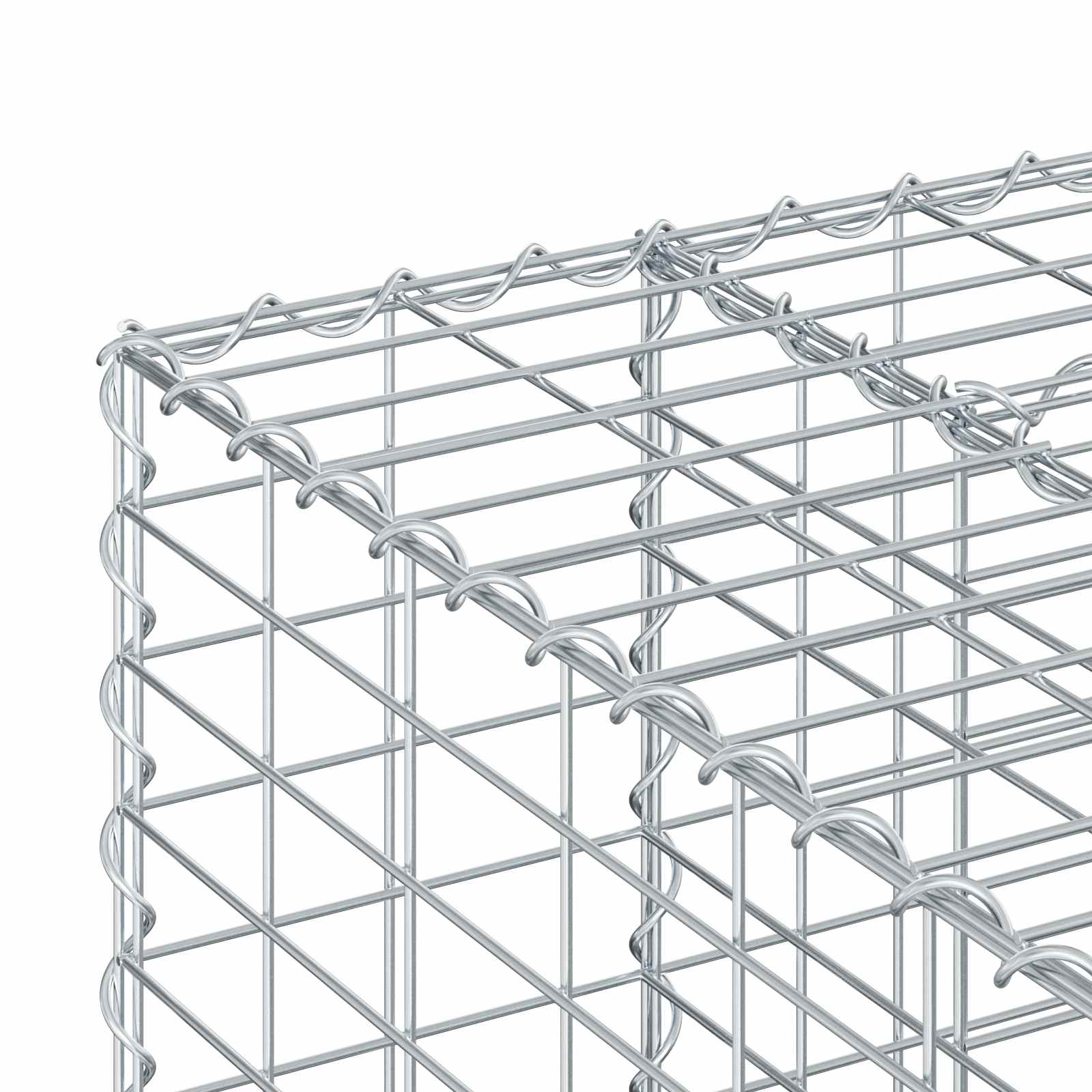 Gabionski uzdignuti krevet 2 pcs Srebrno 340 x 60 x 55 cm