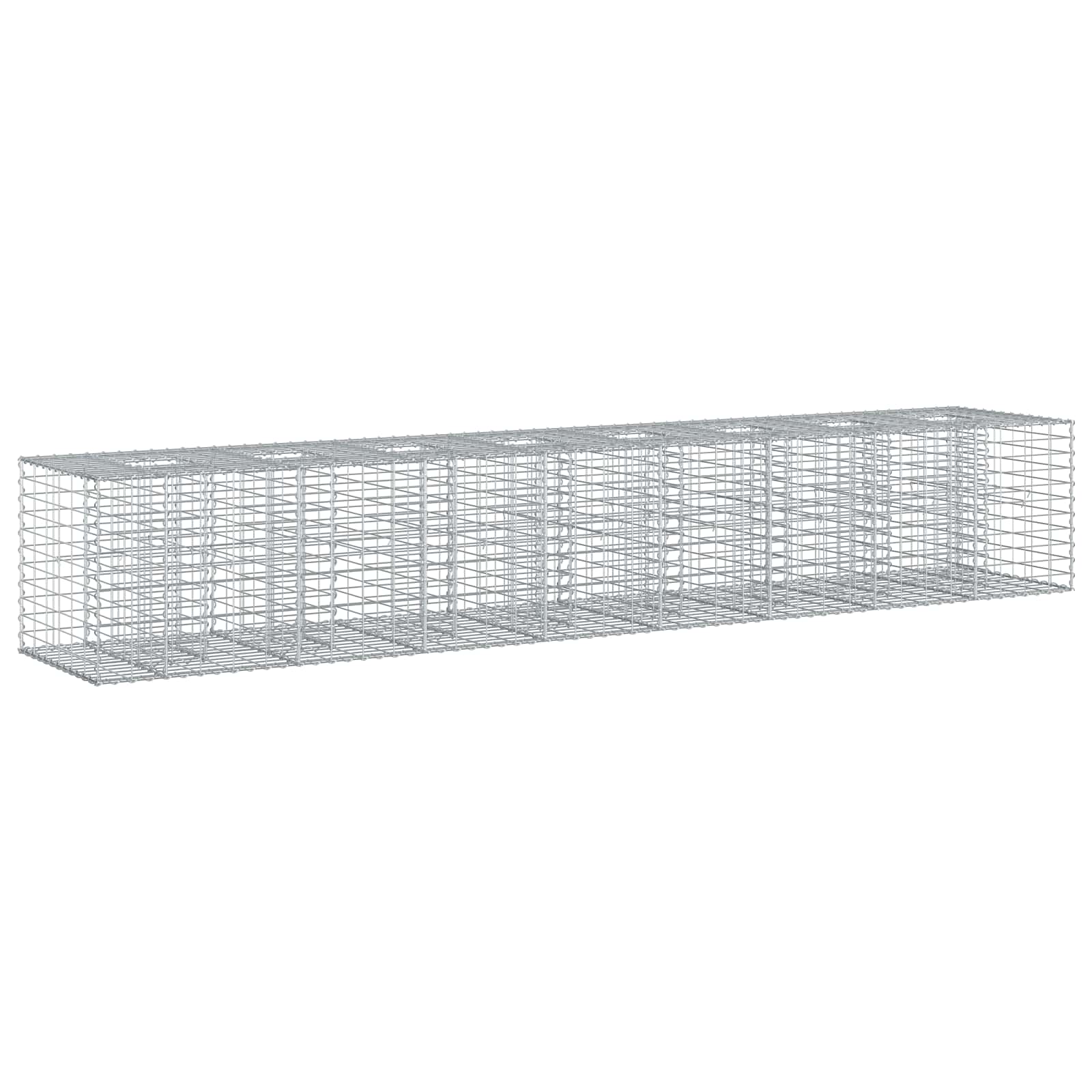 Gabionski uzdignuti krevet 2 pcs Srebrno 340 x 60 x 55 cm
