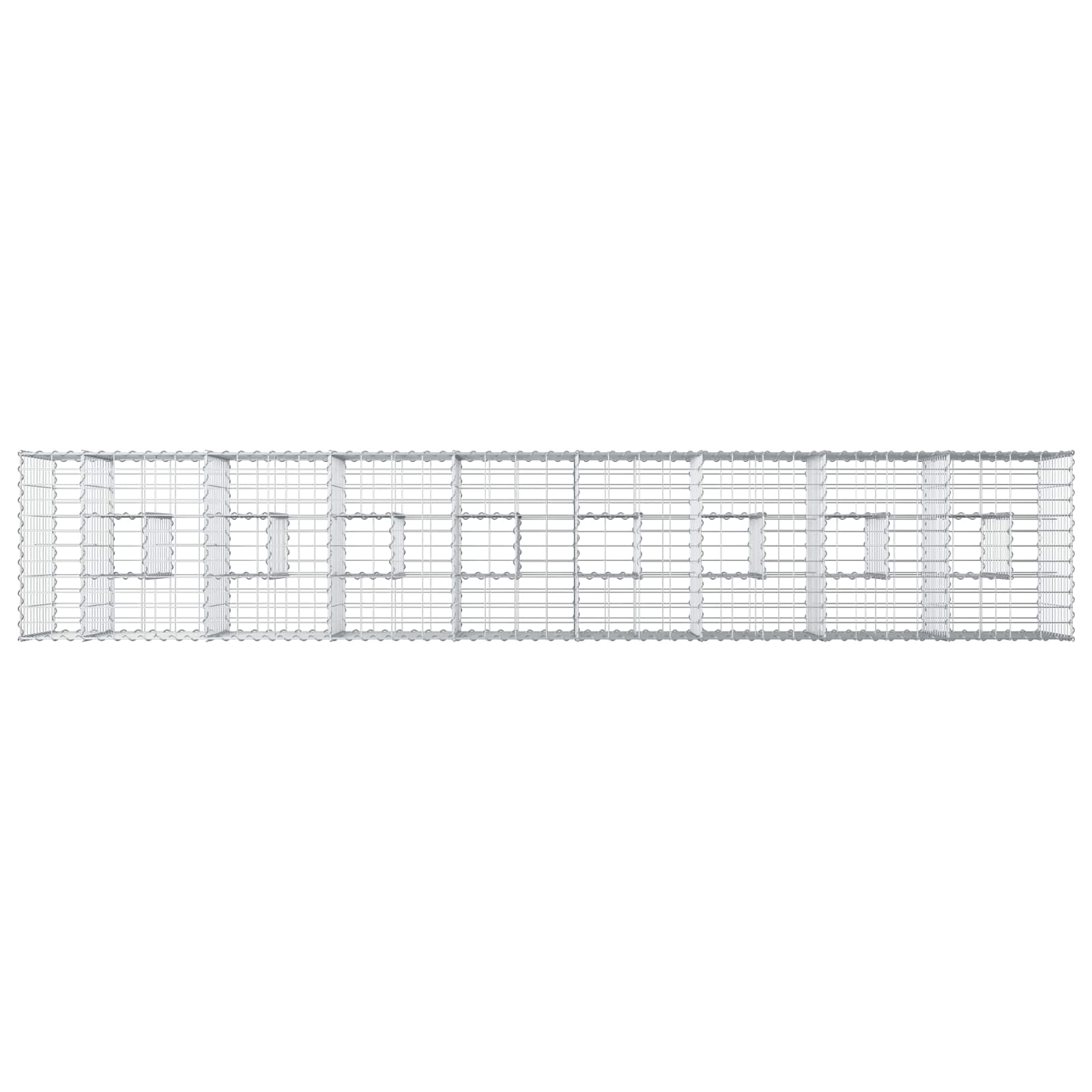 Gabionski uzdignuti krevet 2 pcs Srebrno 340 x 60 x 55 cm