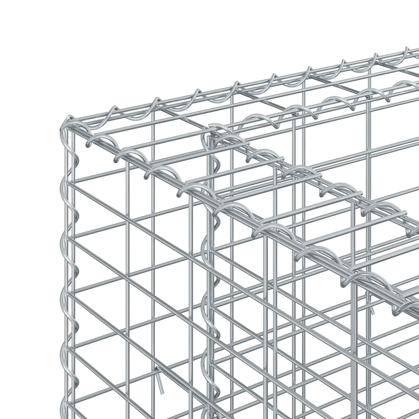 Gabionski uzdignuti krevet 2 pcs Srebrno 250 x 50 x 80 cm