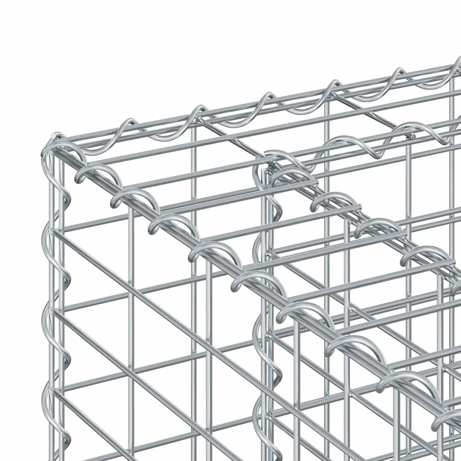 Gabionski uzdignuti krevet 2 pcs Srebrno 130 x 50 x 150 cm
