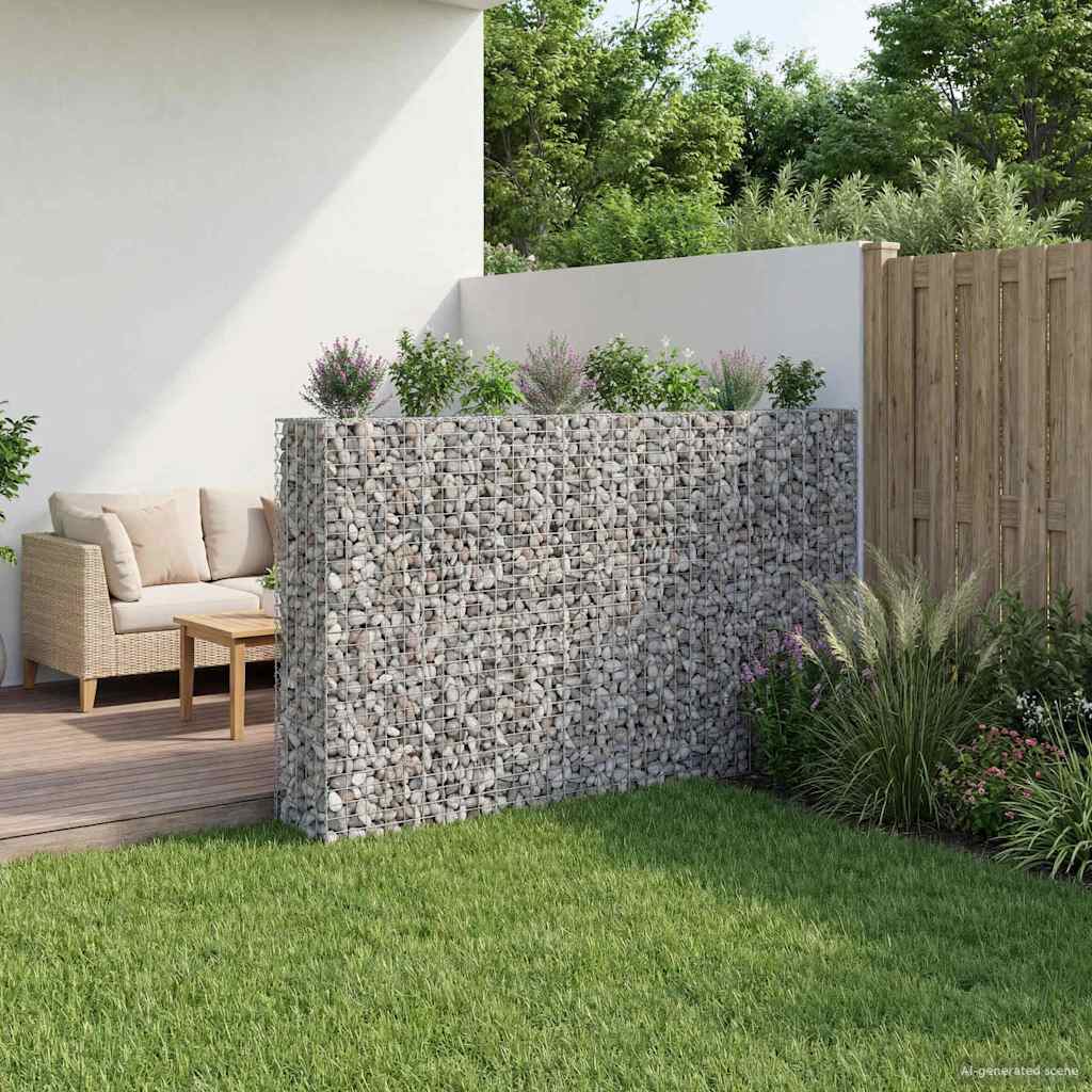 Gabionski uzdignuti krevet 4 pcs Srebrno 330 x 50 x 150 cm