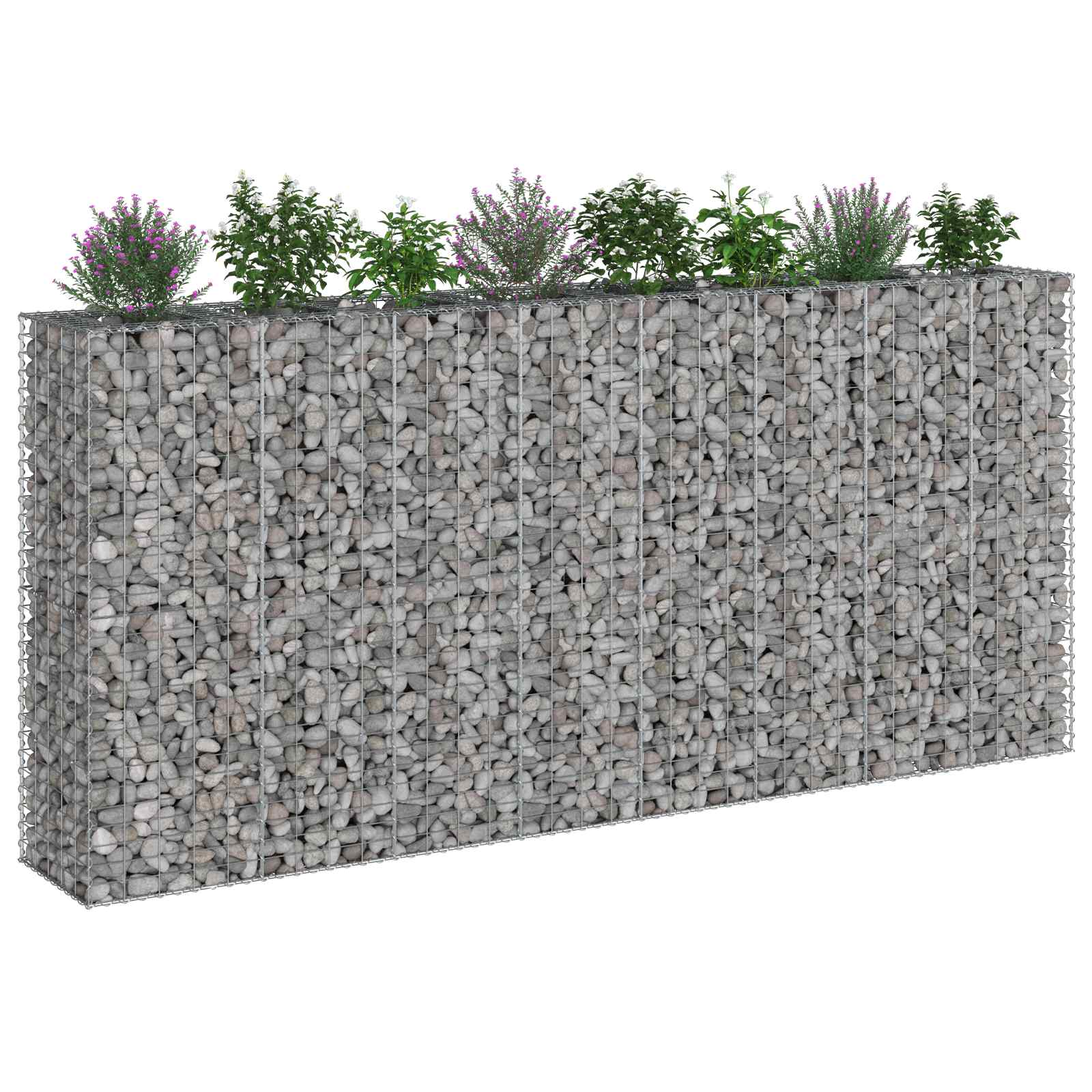 Gabionski uzdignuti krevet 4 pcs Srebrno 330 x 50 x 150 cm