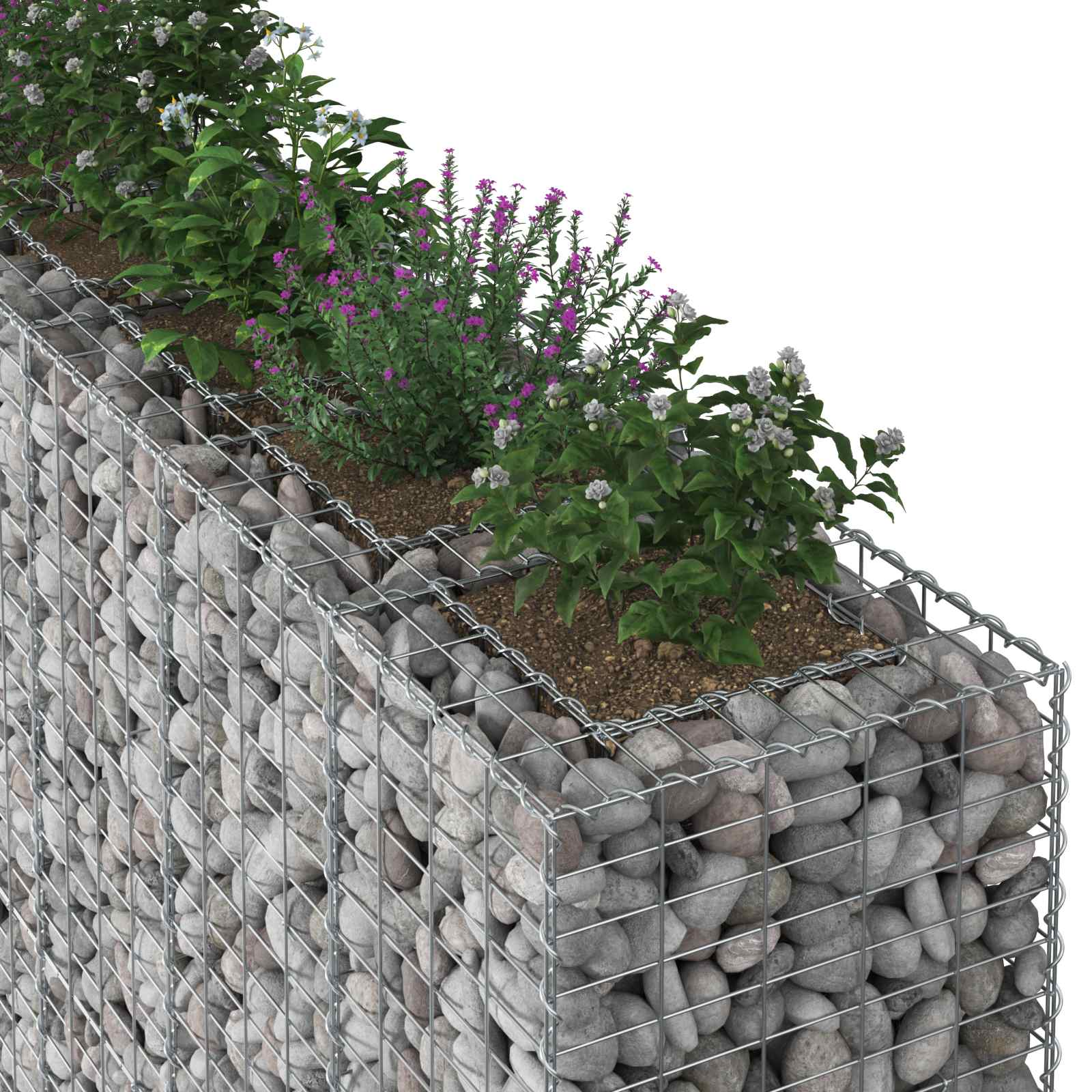 Gabionski uzdignuti krevet 4 pcs Srebrno 330 x 50 x 150 cm