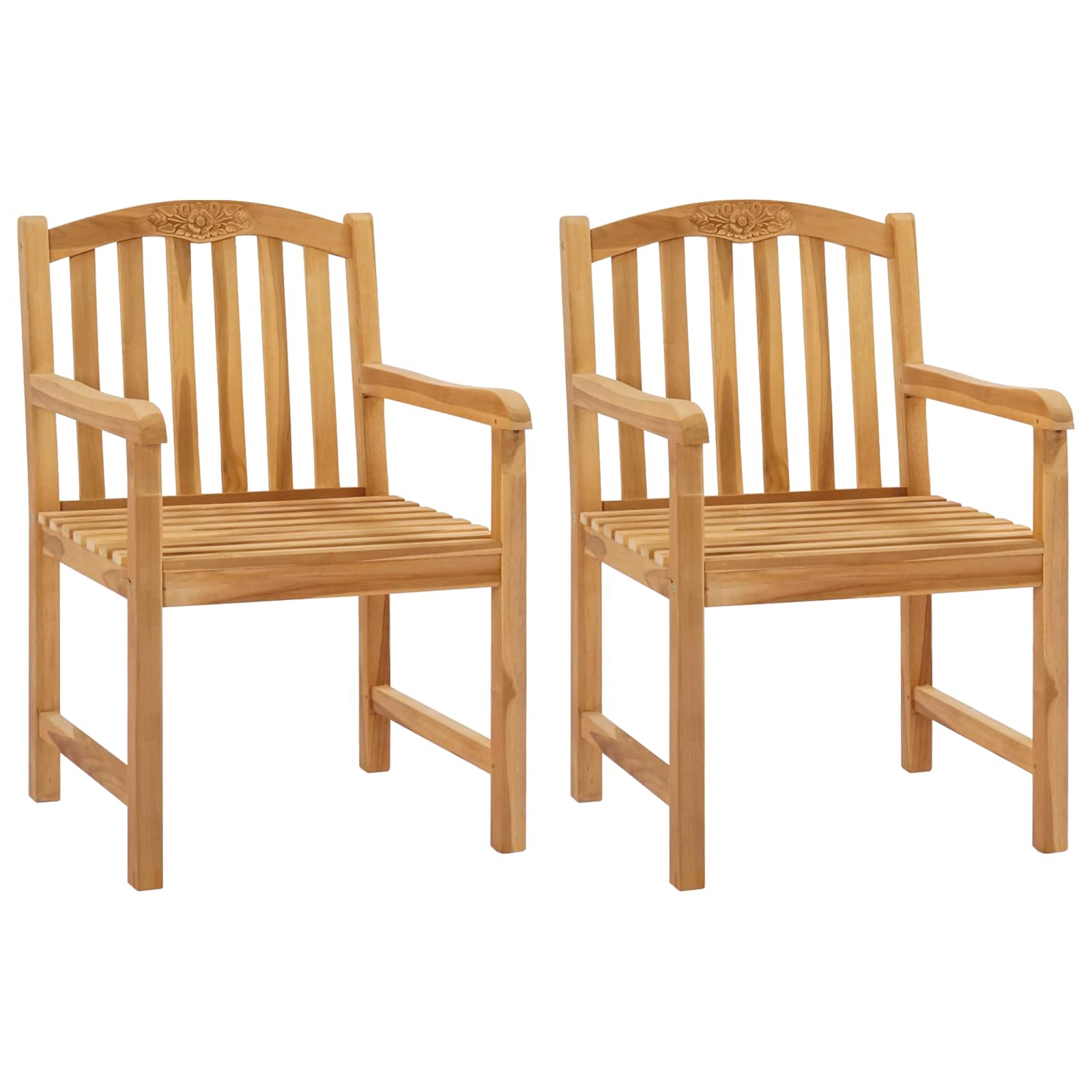 Ručna rezbarena stolica ruža 2 pcs Prirodna 58 x 60 x 90 cm