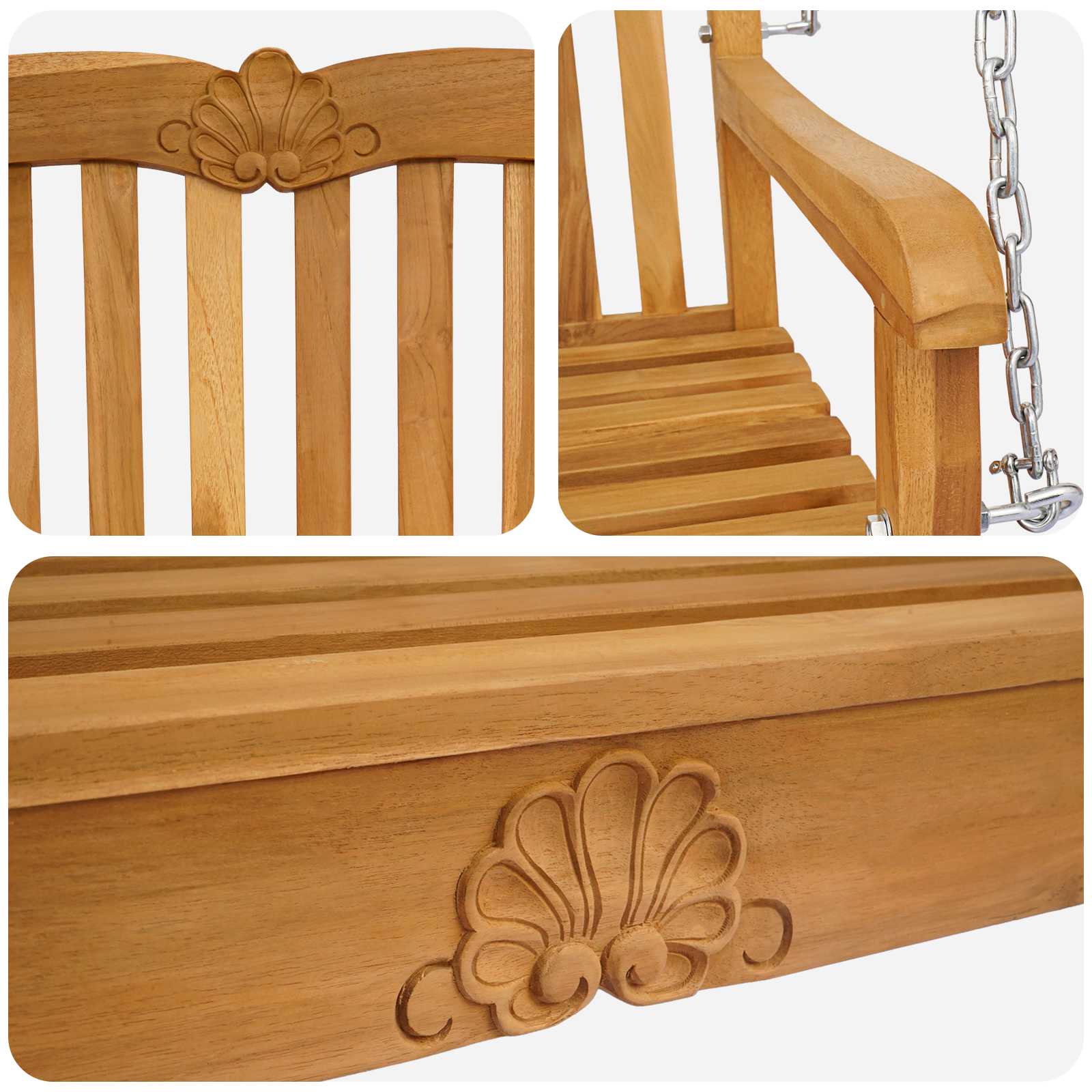 Ljuljačka Prirodna 114 x 60 x 60,5 cm Čvrsto teak drvo