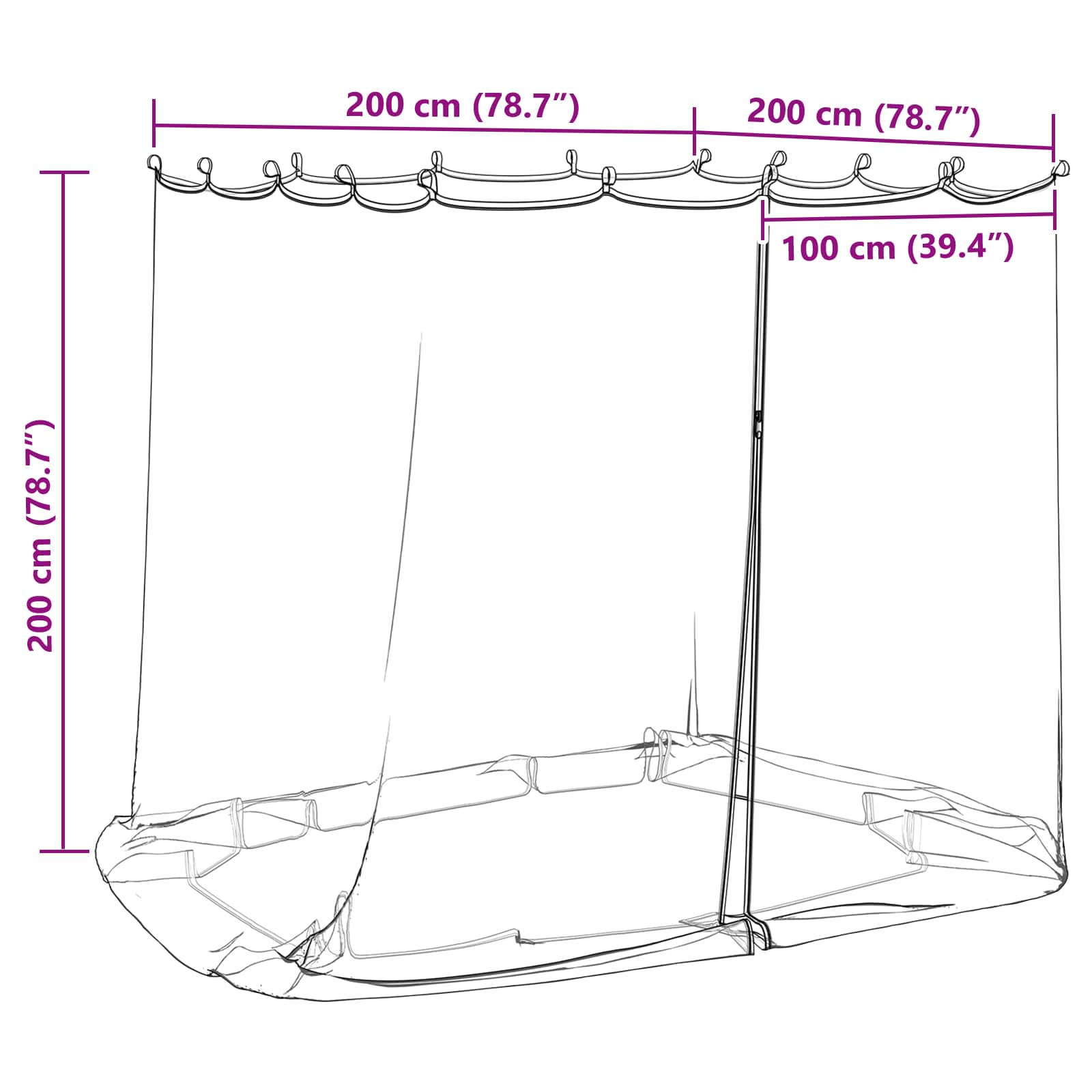 Mreža protiv komaraca za gazebo 220 mesh Bijela 2 x 2 x 2 m