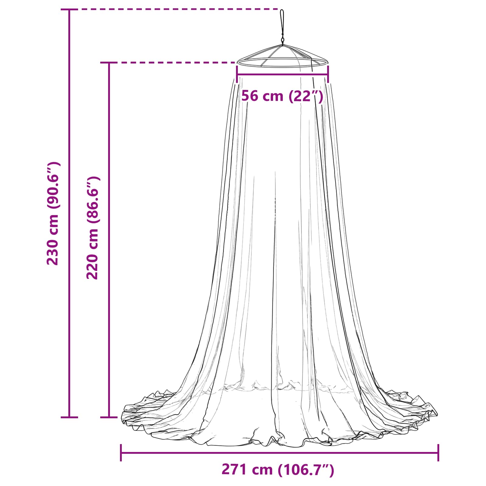 Mreža protiv komaraca za krevet 156 mreža 3 pcs Bijela