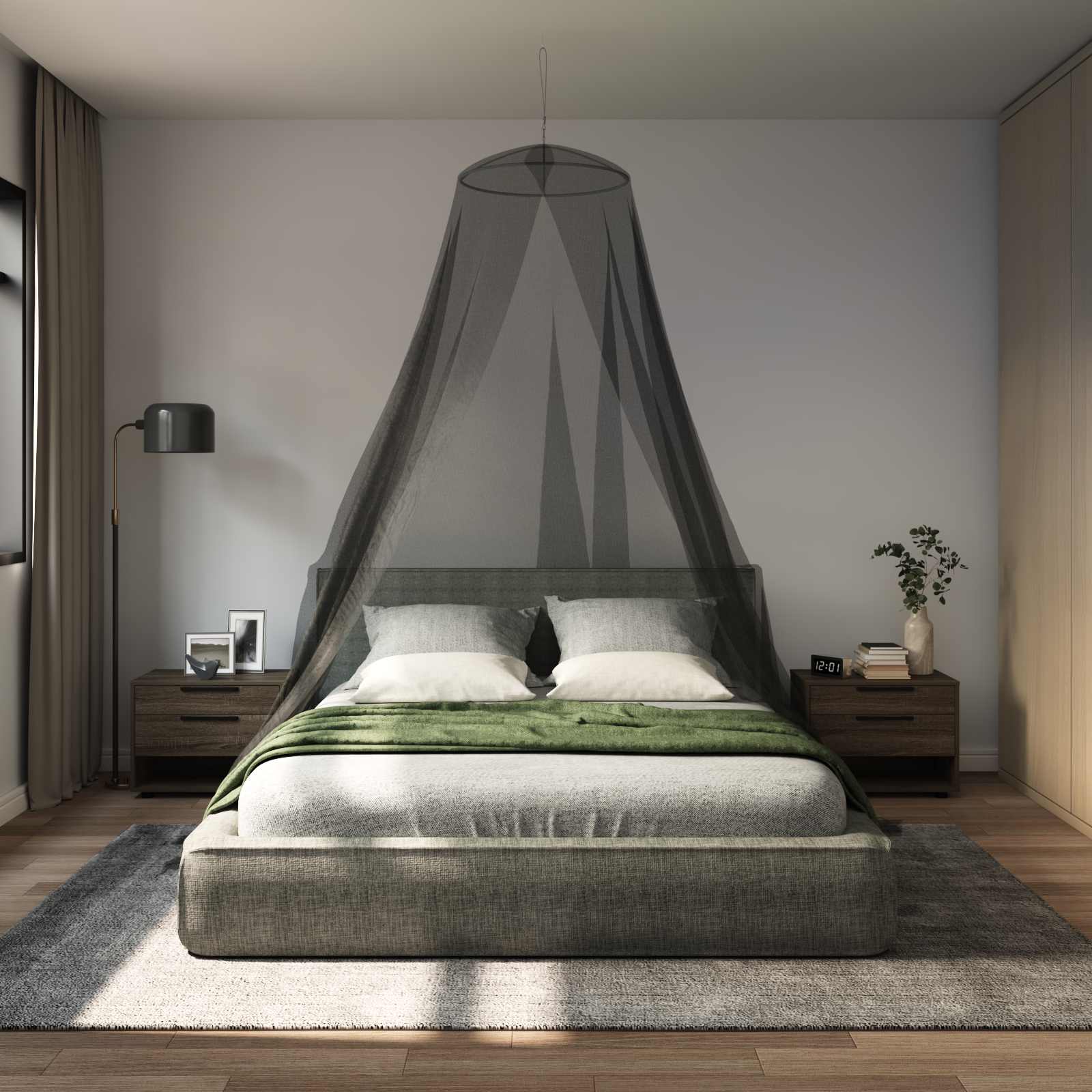 Mreža za komarce za krevet 156 mesh Crna ⌀56 x 220 cm Poliester