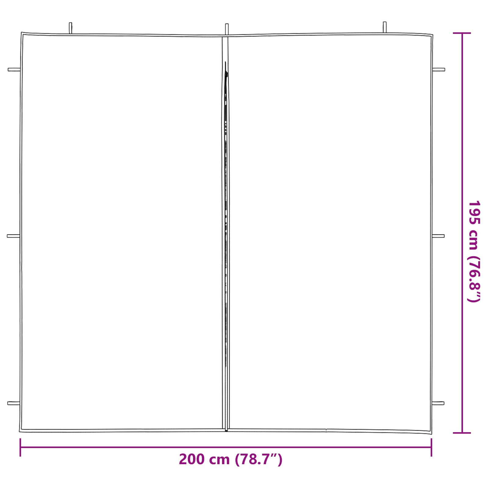 Zid šatora za zabavu 2 pcs Bijela 200 x 195 cm PE i čelik