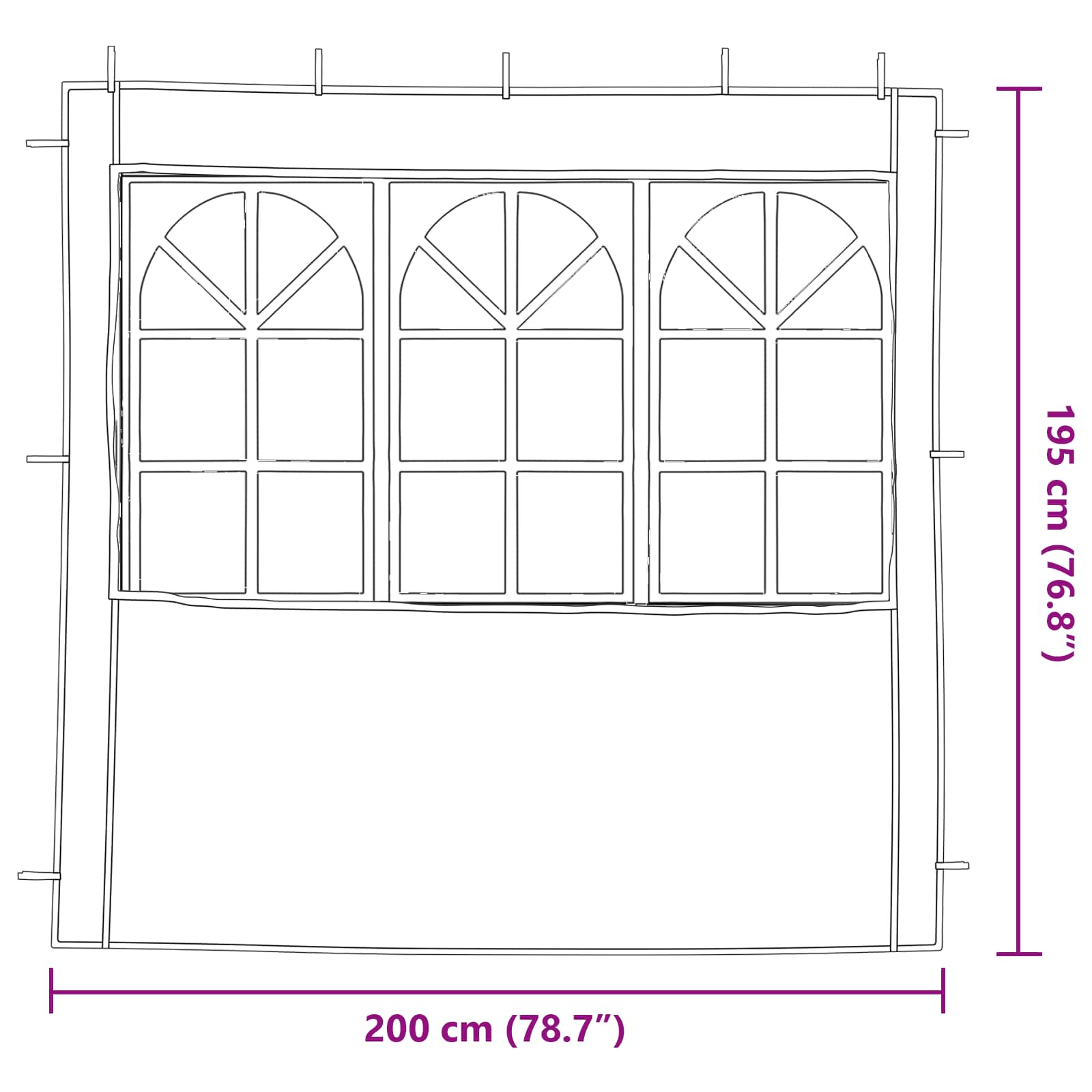 Zid šatora za zabavu 2 pcs 200 x 195 cm Crvena PE i čelik