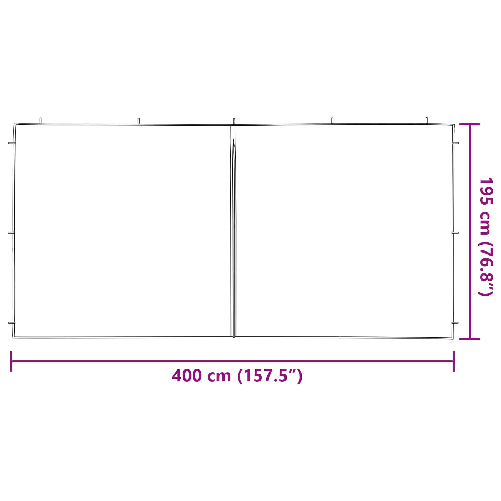 Zid šatora za zabavu 2 pcs Zelena 400 x 195 cm PE i čelik
