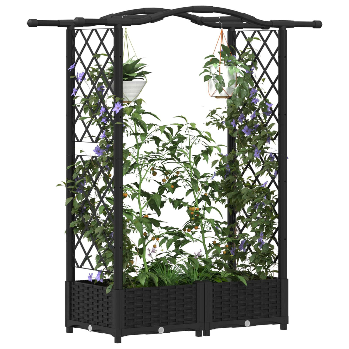 Povišeni krevet s mrežom i krovom Crna 124 x 40 x 125 cm PP