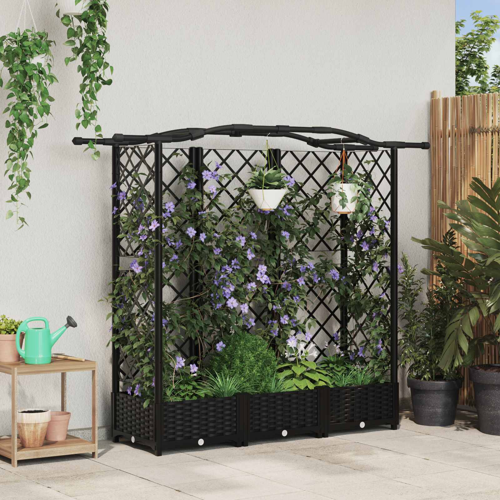 Povišeni krevet s mrežom i krovom Crna 163 x 40 x 126 cm PP
