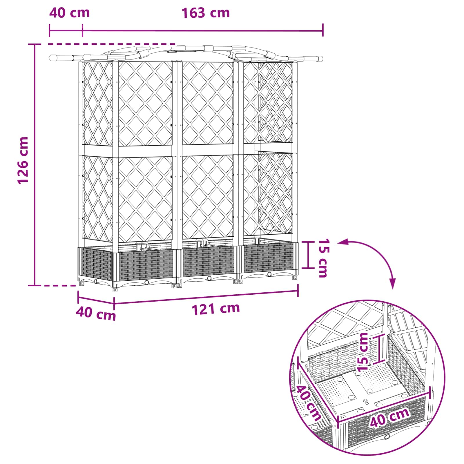 Povišeni krevet s mrežom i krovom Crna 163 x 40 x 126 cm PP