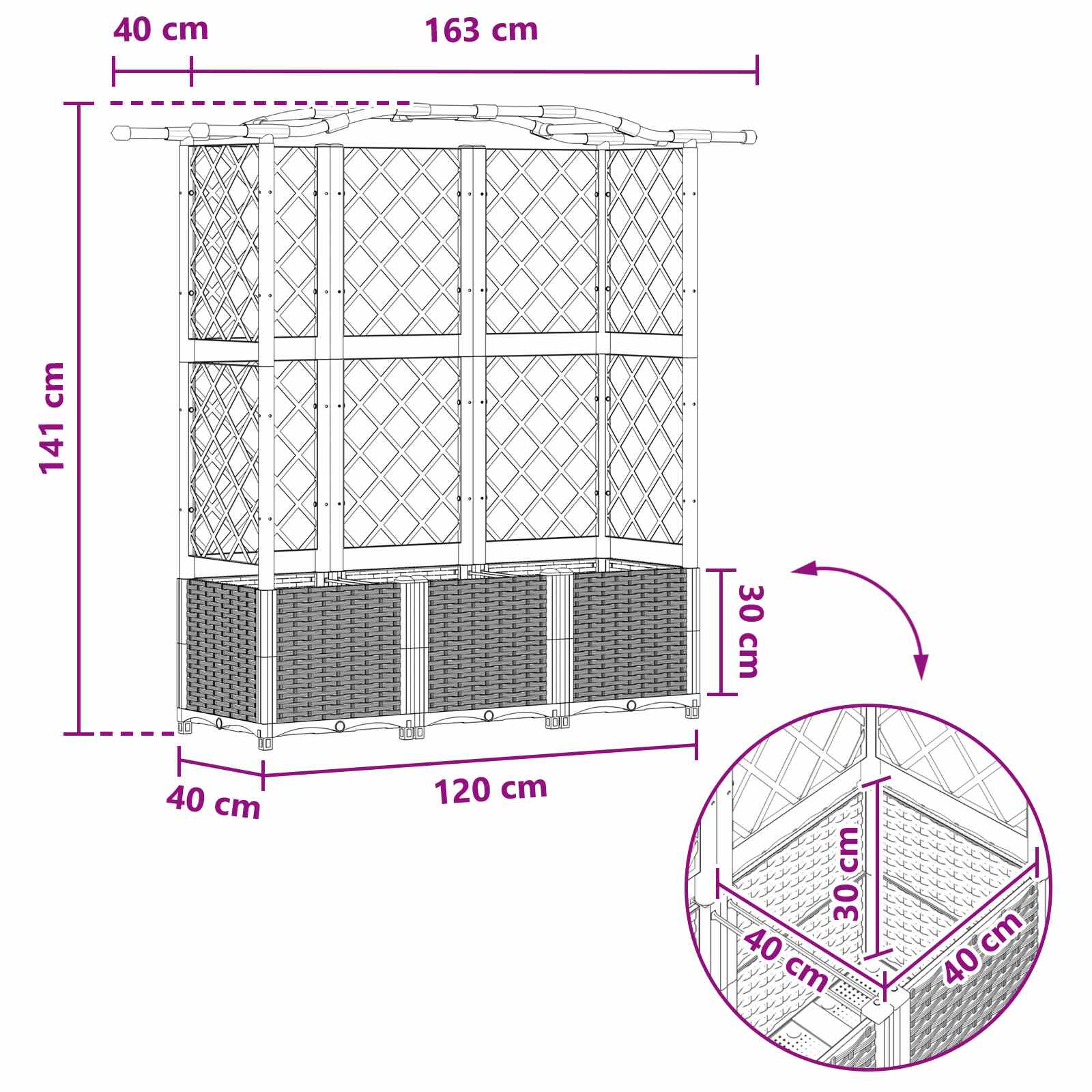 Povišeni krevet s mrežom i krovom Crna 163 x 40 x 141 cm PP